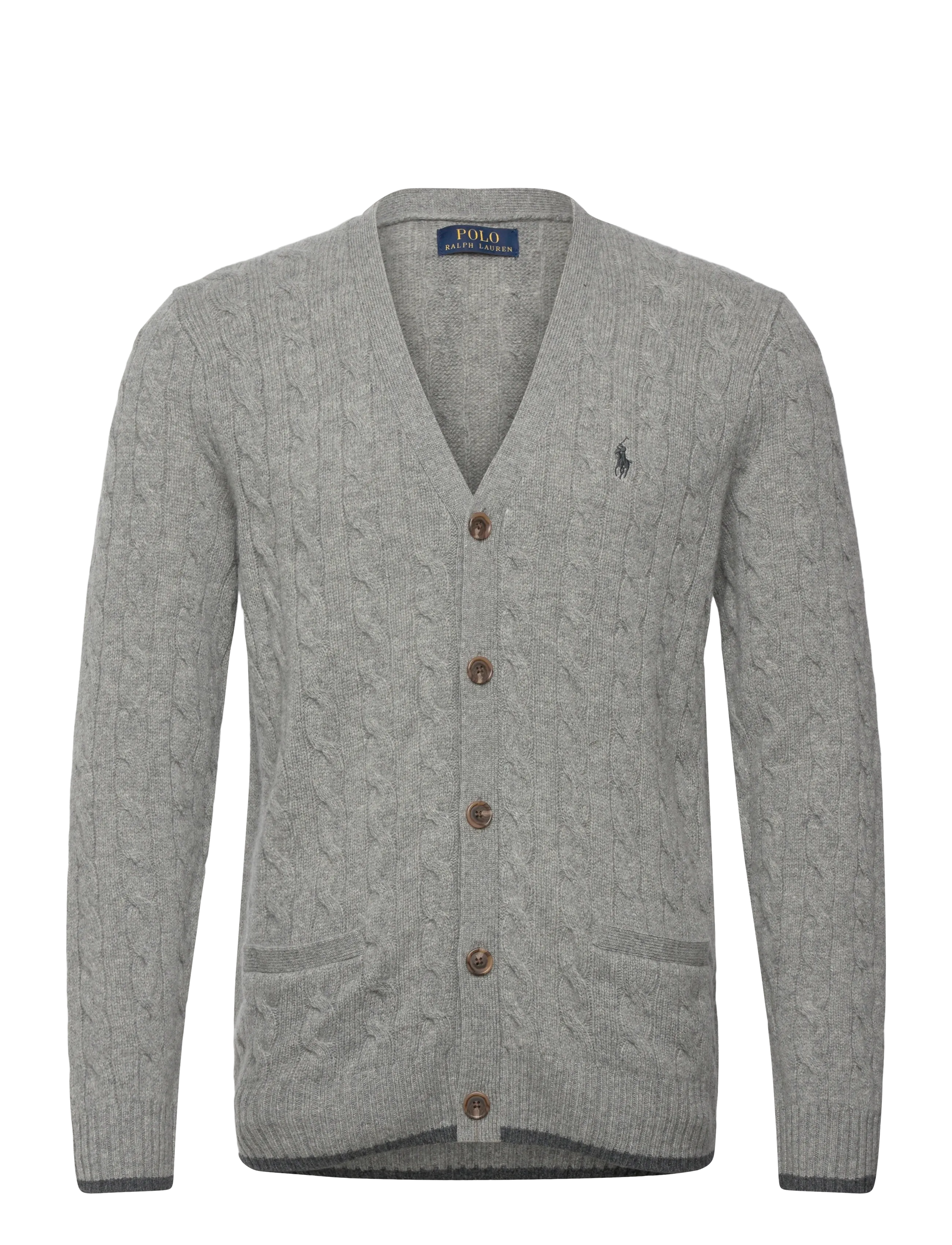 Cable-Knit Wool-Cashmere Cardigan - FAWN GREY HEATHER