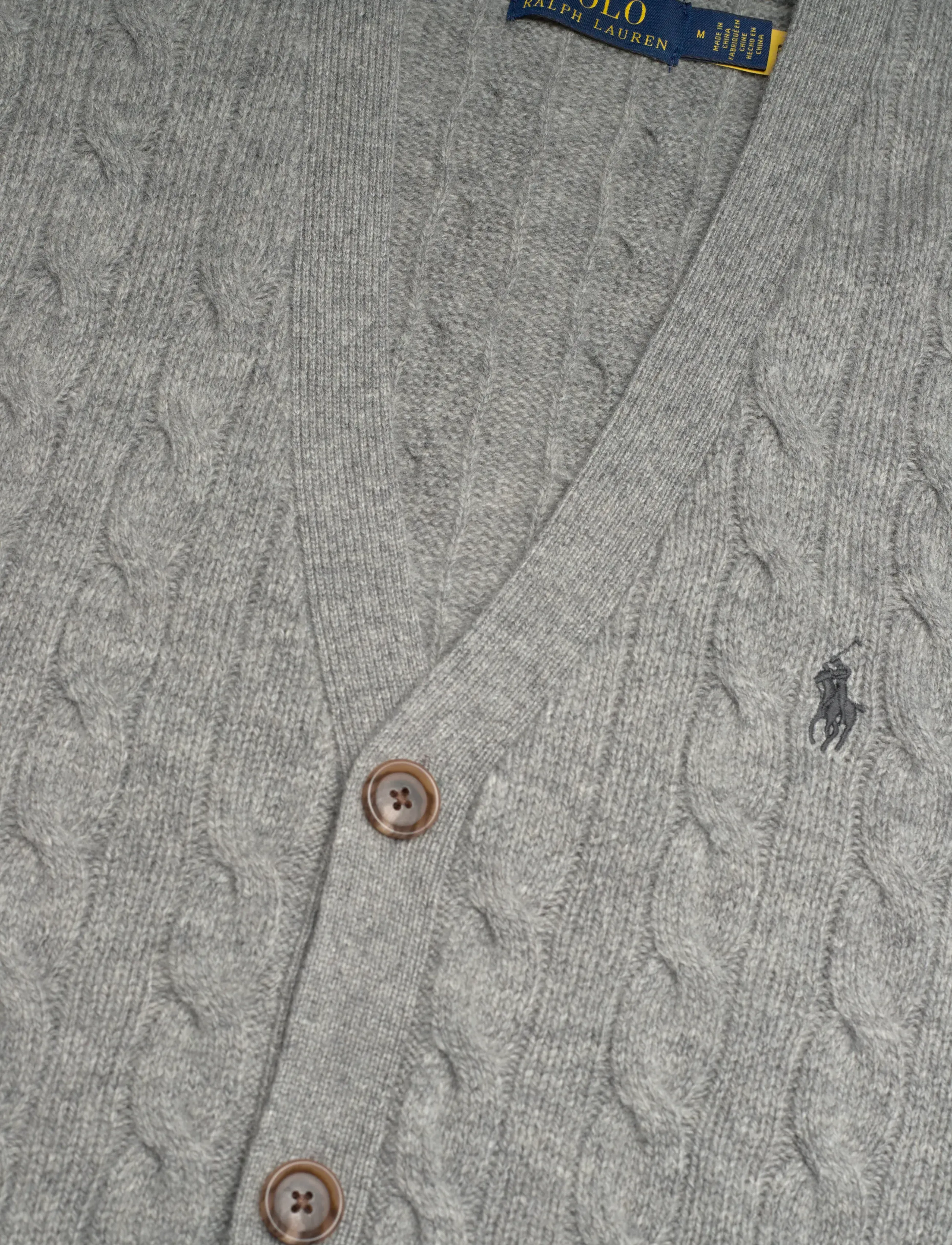 Polo Ralph Lauren - Cable-Knit Wool-Cashmere Cardigan - fawn grey heather - 2