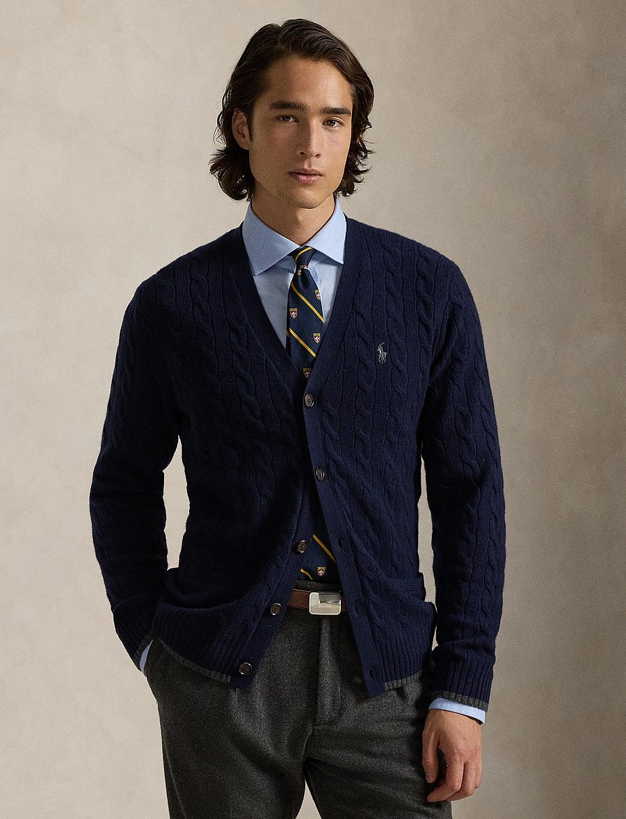 Polo Ralph Lauren - Cable-Knit Wool-Cashmere Cardigan - hunter navy - 3