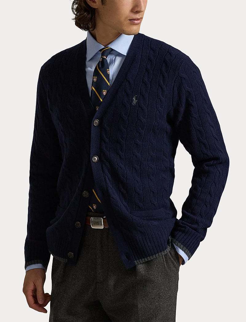 Polo Ralph Lauren - Cable-Knit Wool-Cashmere Cardigan - cardigans - hunter navy - 5