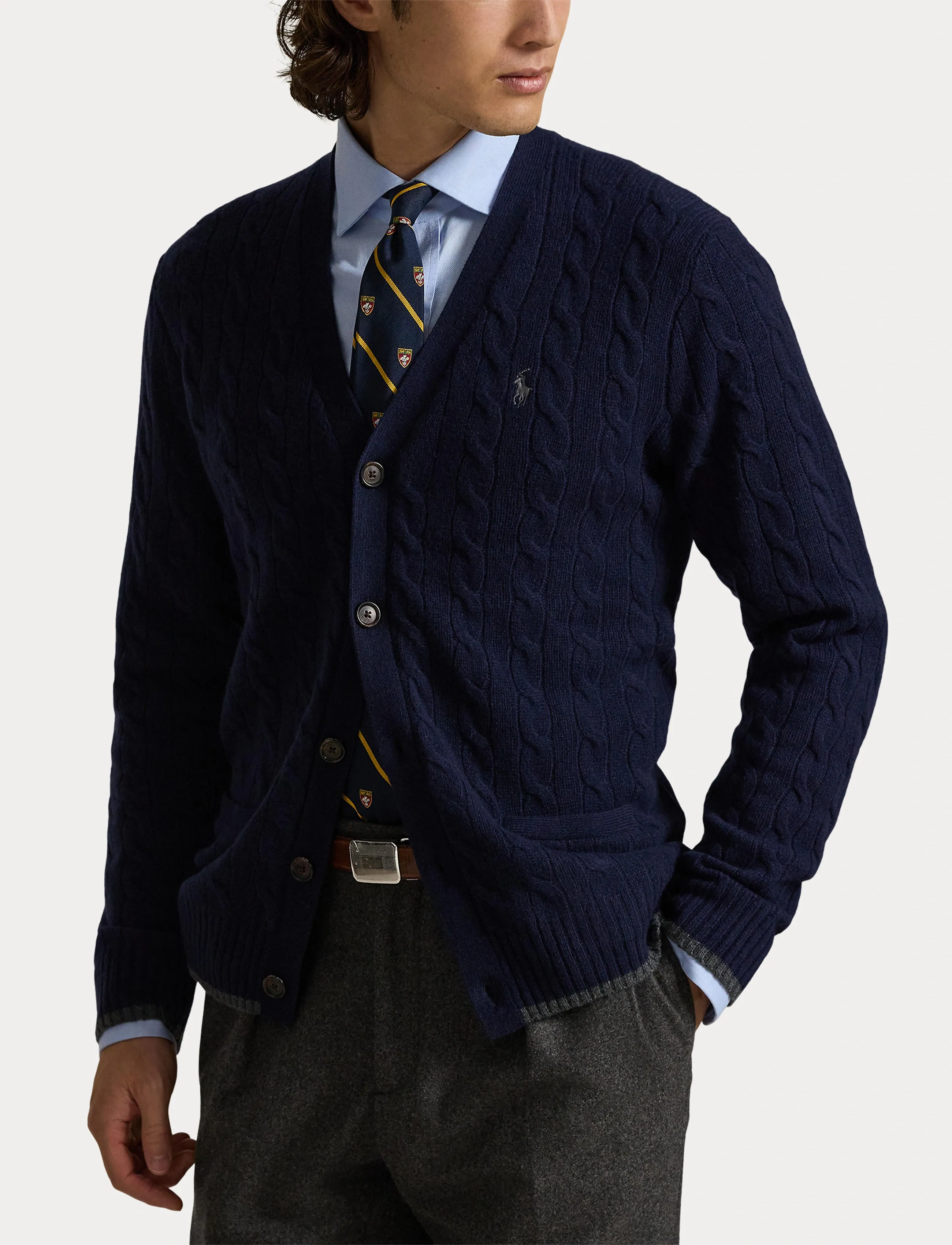 Polo Ralph Lauren - Cable-Knit Wool-Cashmere Cardigan - hunter navy - 5