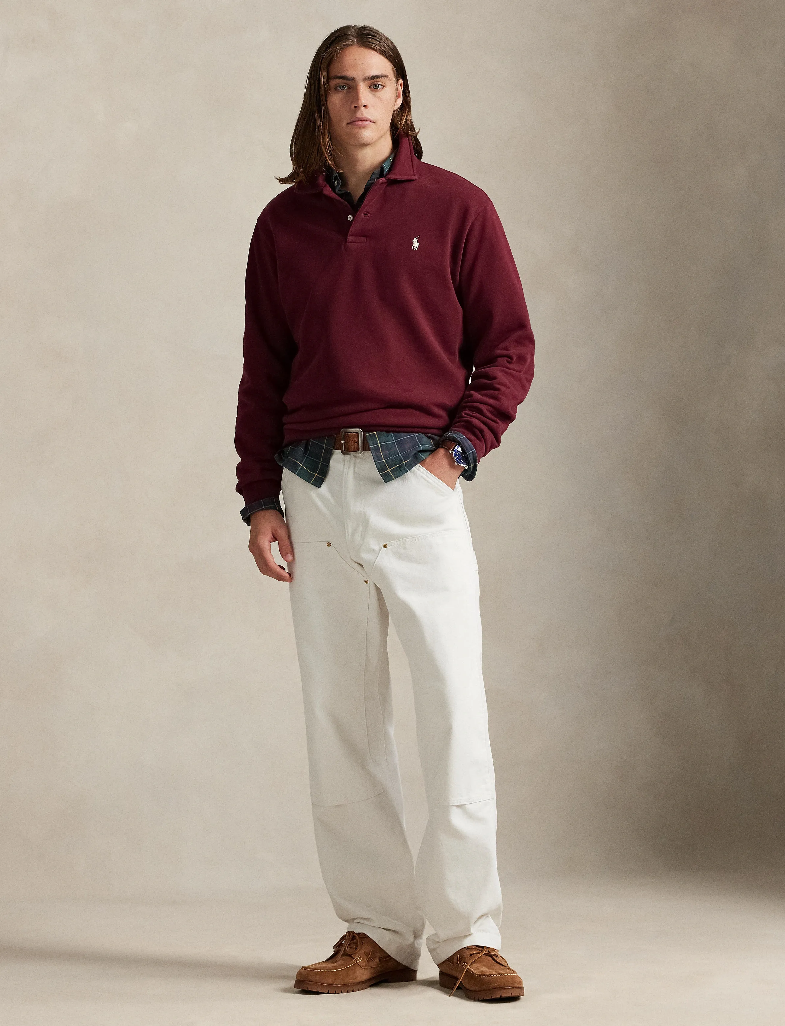 Polo Ralph Lauren Loopback Fleece Collared Sweatshirt - Kleidung - CLASSIC WINE / burgundy