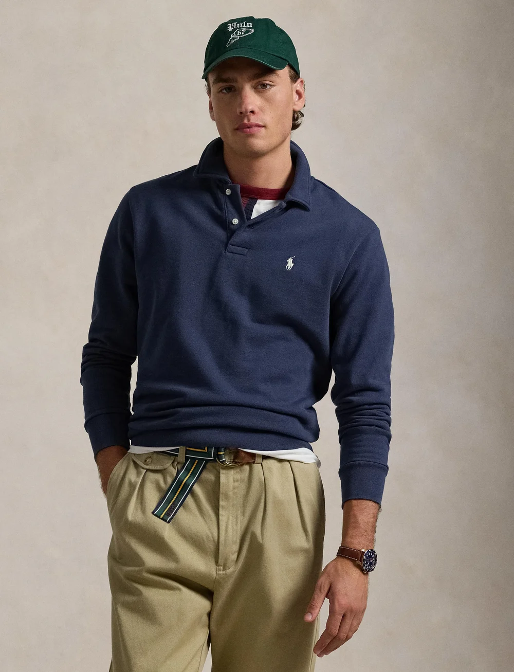 Polo Ralph Lauren - Loopback Fleece Collared Sweatshirt - polostrik - cruise navy - 3