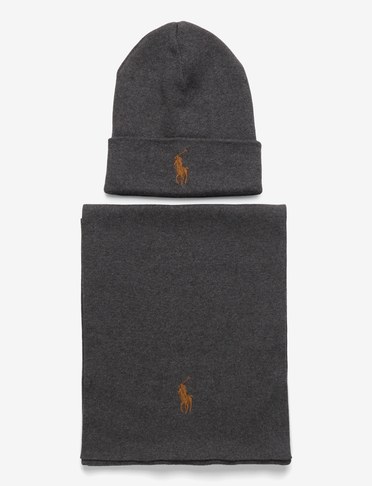 Polo Ralph Lauren - Rib-Knit Cotton Beanie & Scarf Gift Set - osta olukorra järgi - iron grey heather - 0