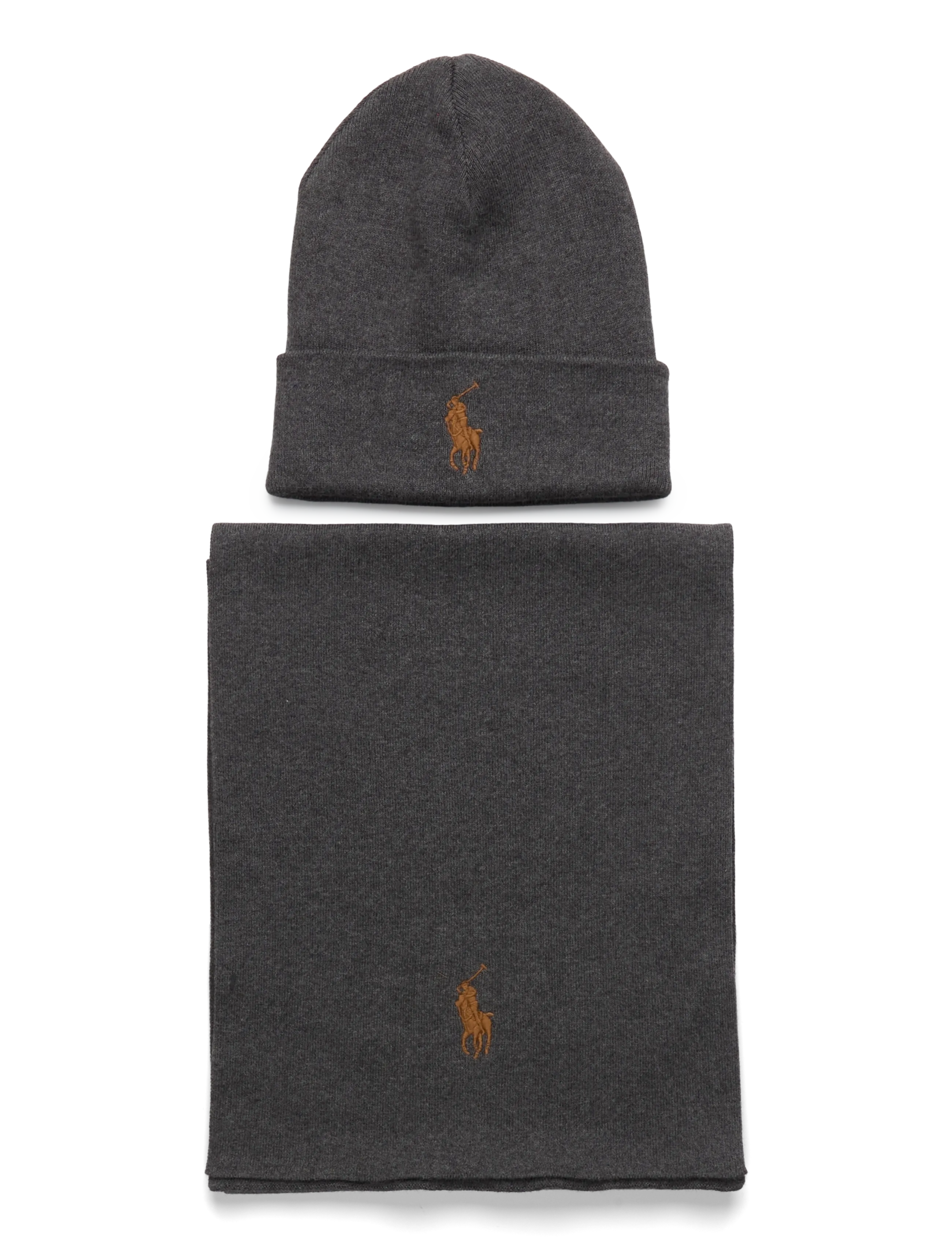 Polo Ralph Lauren Rib-Knit Cotton Beanie & Scarf Gift Set - Ralph Lauren - IRON GREY HEATHER / grey