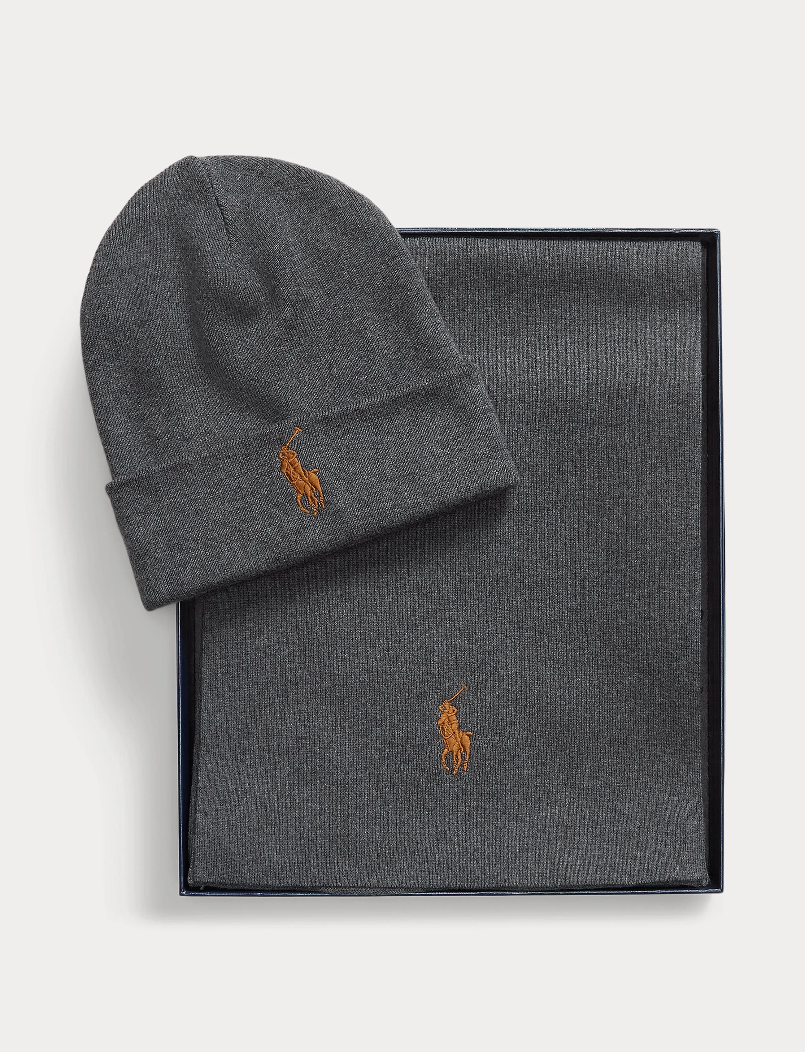 Polo Ralph Lauren - Rib-Knit Cotton Beanie & Scarf Gift Set - osta olukorra järgi - iron grey heather - 5