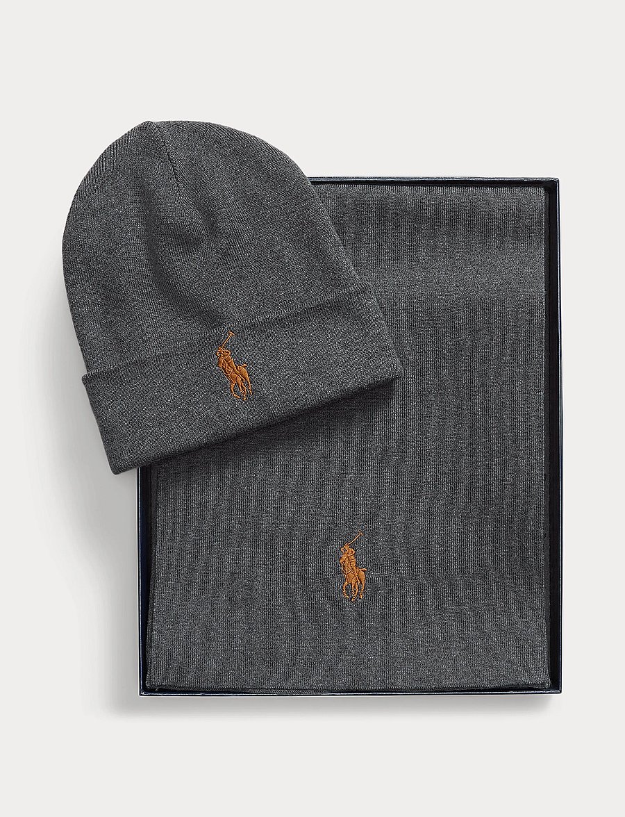 Polo Ralph Lauren - Rib-Knit Cotton Beanie & Scarf Gift Set - nach anlass kaufen - iron grey heather - 5