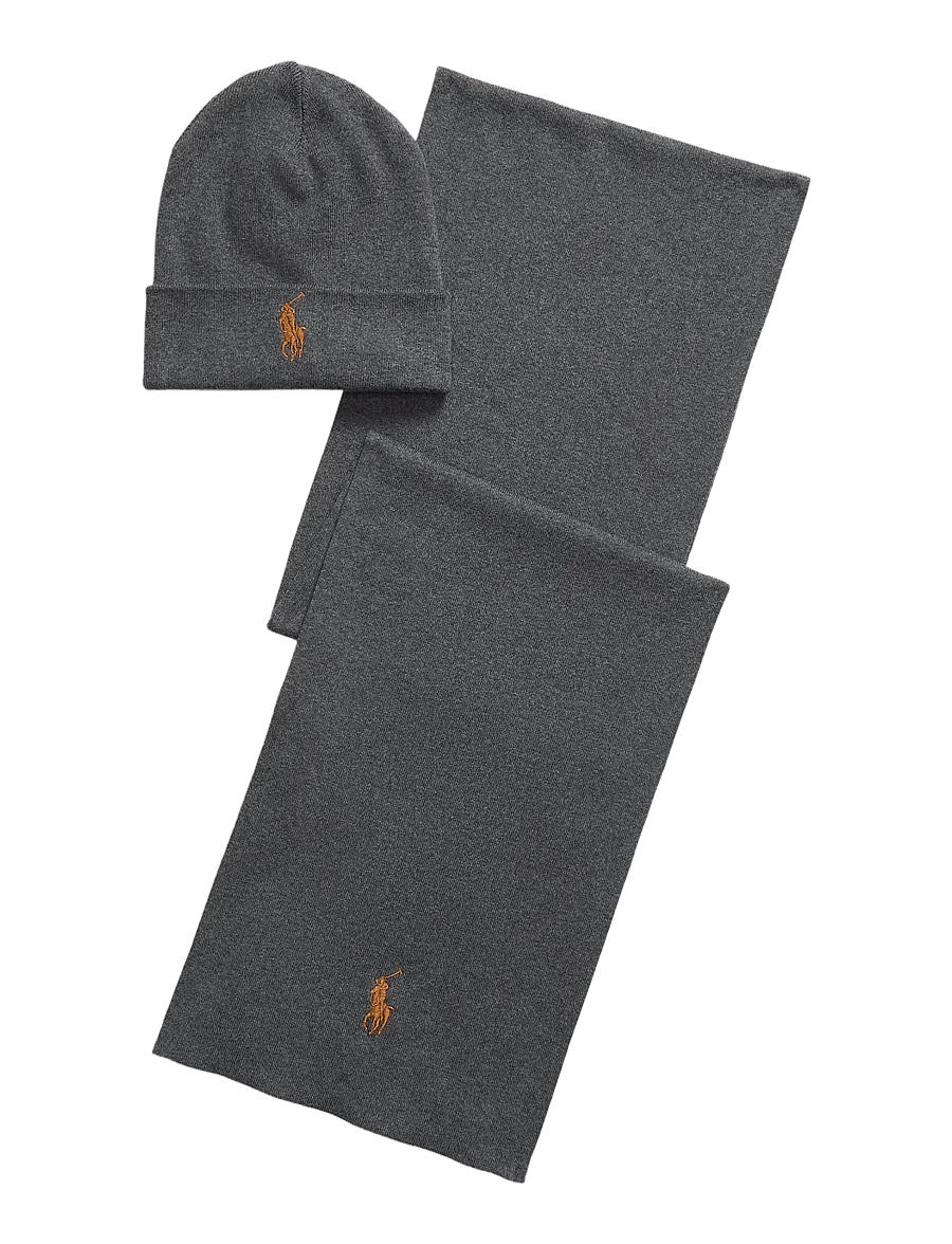 Polo Ralph Lauren - Rib-Knit Cotton Beanie & Scarf Gift Set - nach anlass kaufen - iron grey heather - 4