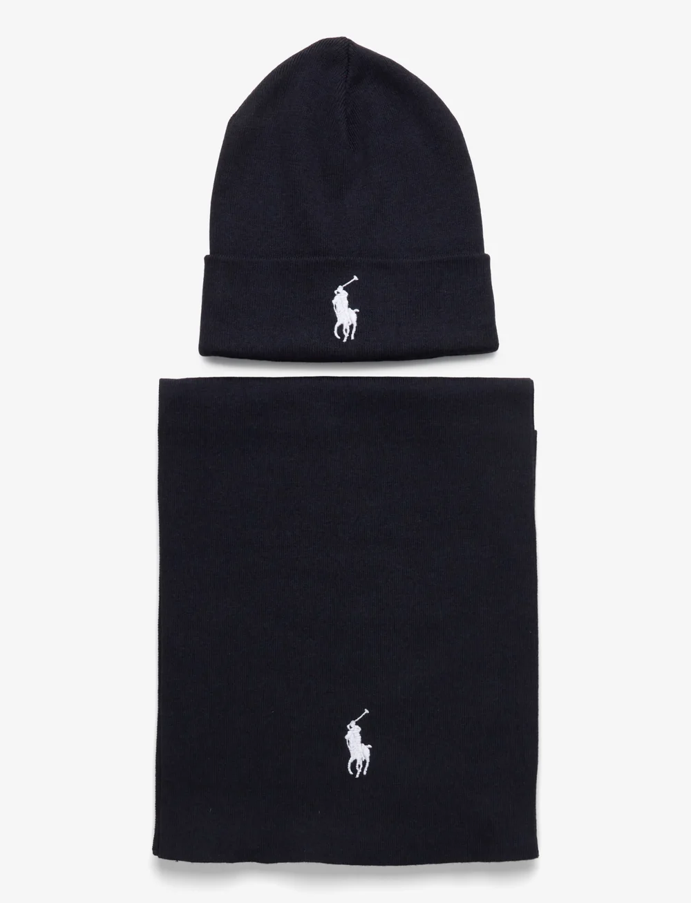Polo Ralph Lauren - Rib-Knit Cotton Beanie & Scarf Gift Set - lightweight scarves - navy heather - 0