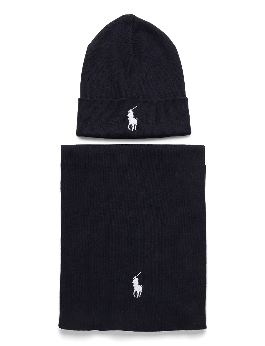 Polo Ralph Lauren - Rib-Knit Cotton Beanie & Scarf Gift Set - achetez selon l'occasion - navy heather - 0