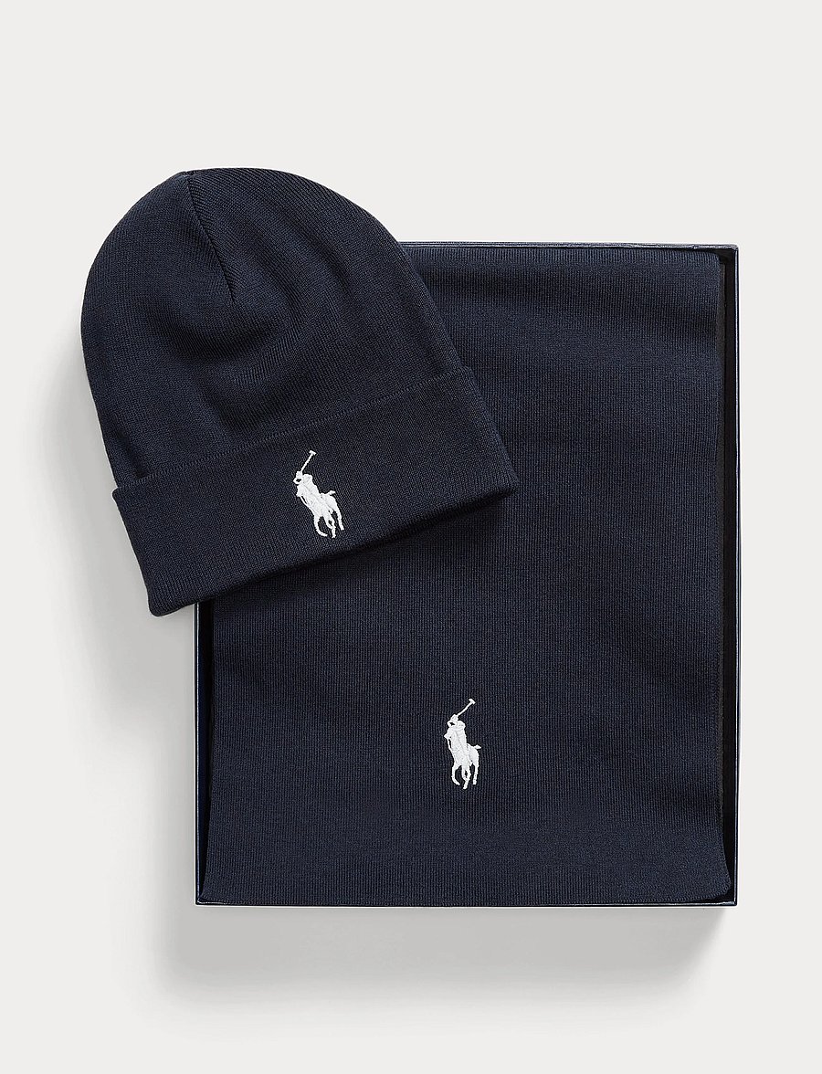 Polo Ralph Lauren - Rib-Knit Cotton Beanie & Scarf Gift Set - achetez selon l'occasion - navy heather - 5