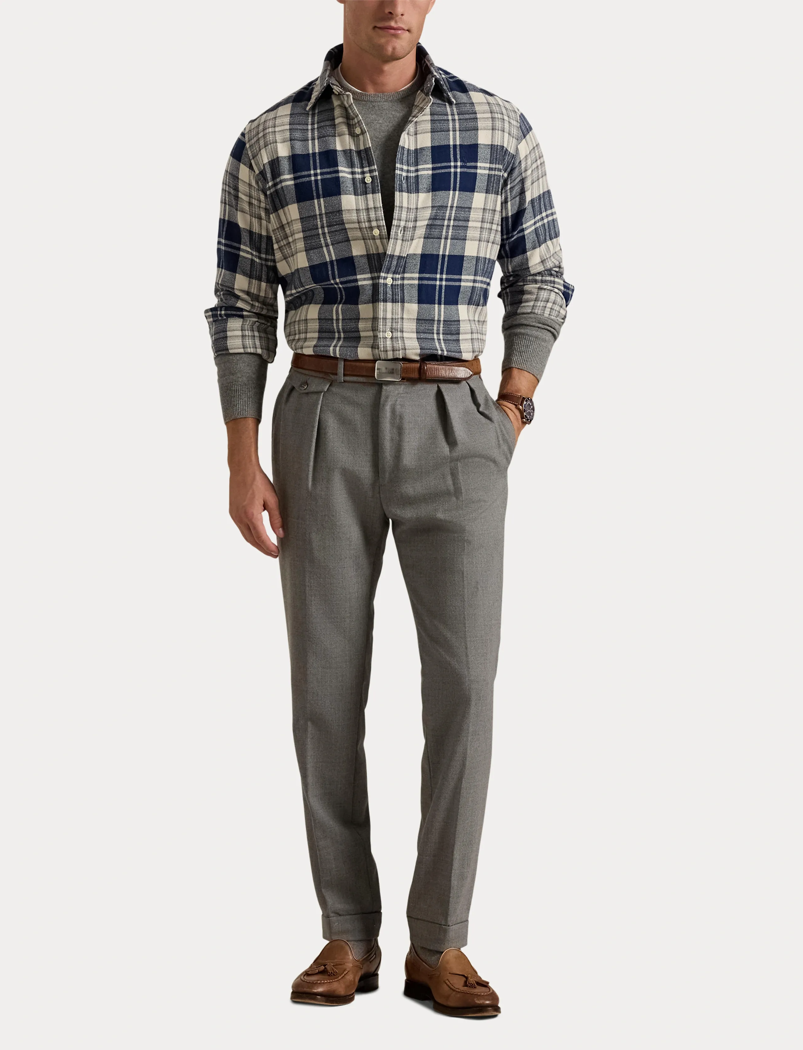 Polo Ralph Lauren - Custom Fit Plaid Brushed Flannel Shirt - 6553 off white/na - 4