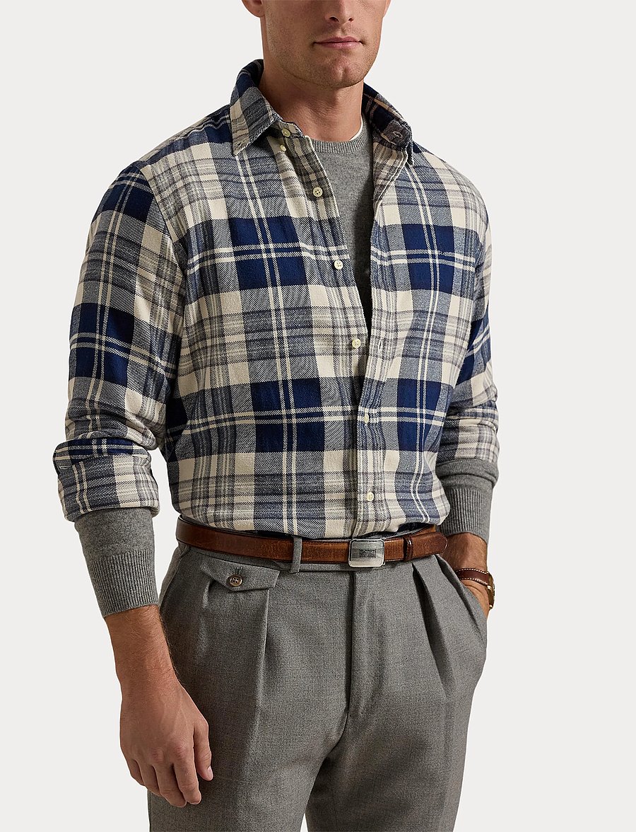 Polo Ralph Lauren - Custom Fit Plaid Brushed Flannel Shirt - flanellskjortor - 6553 off white/na - 5