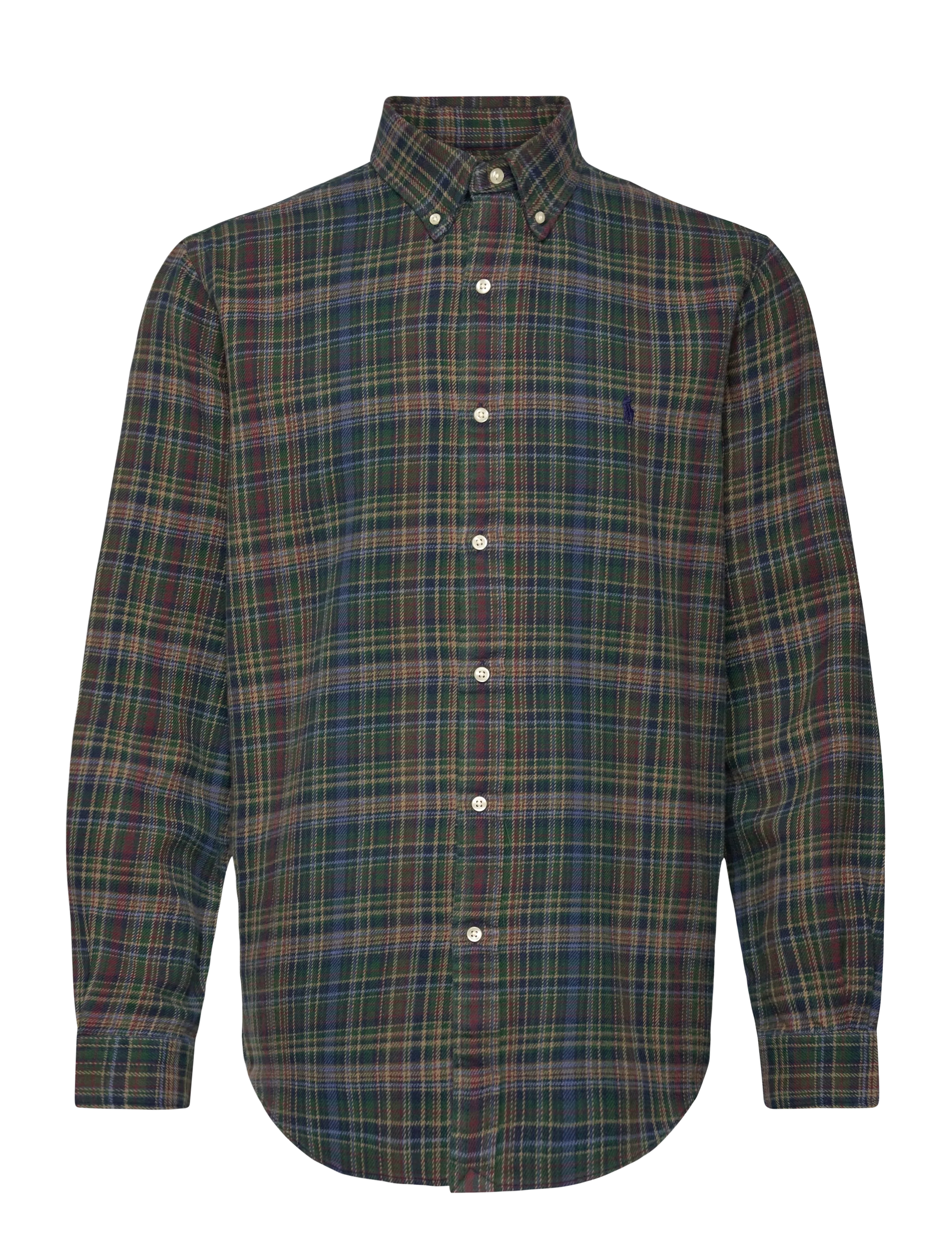 Polo Ralph Lauren Custom Fit Plaid Brushed Flannel Shirt - Kampagne - 6944 PINE NAVY MU / green