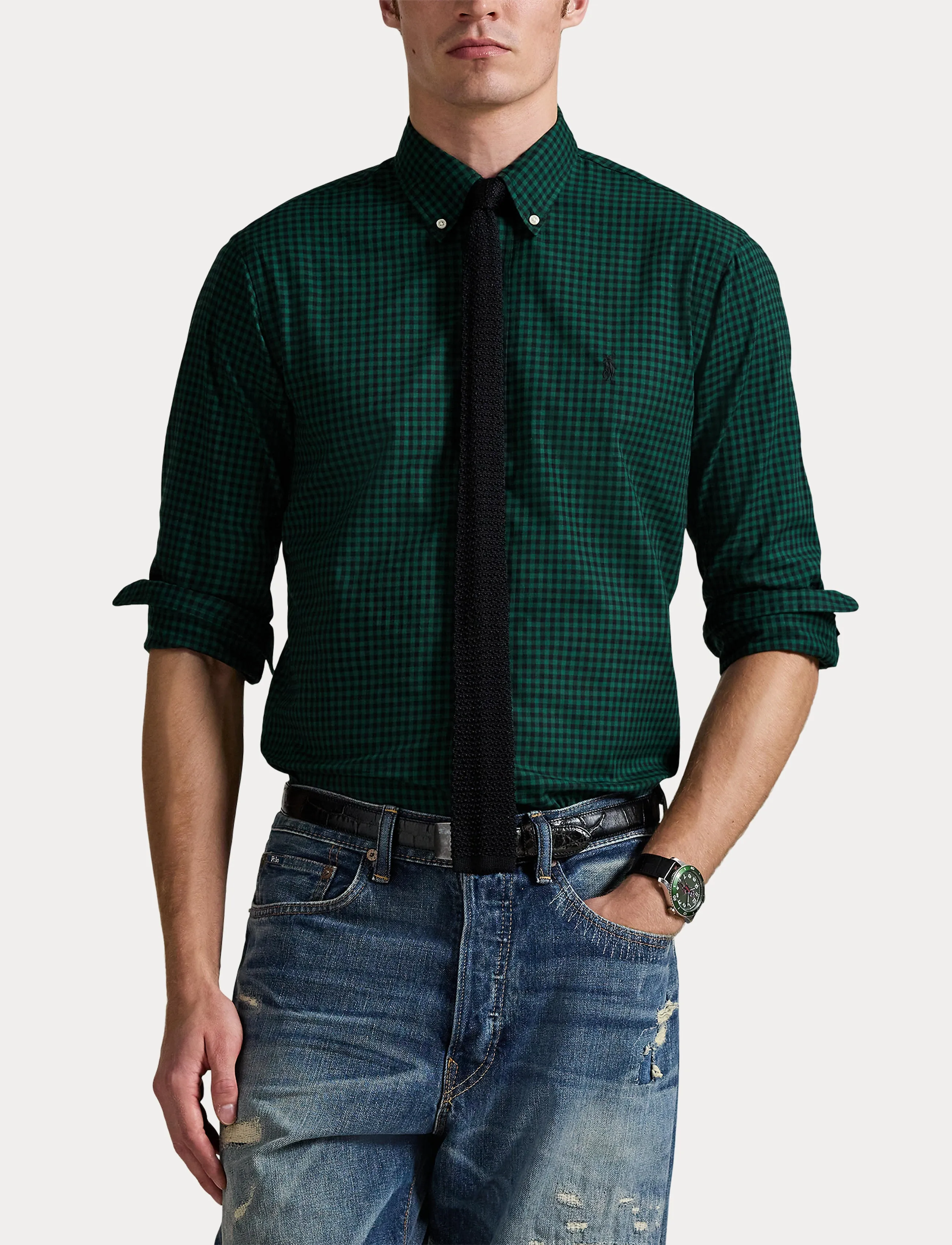 Polo Ralph Lauren - Custom Fit Plaid Twill Shirt - födelsedagspresenter - 4192e pine/black - 5