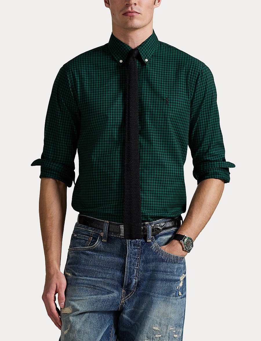 Polo Ralph Lauren - Custom Fit Plaid Twill Shirt - ternede skjorter - 4192e pine/black - 5