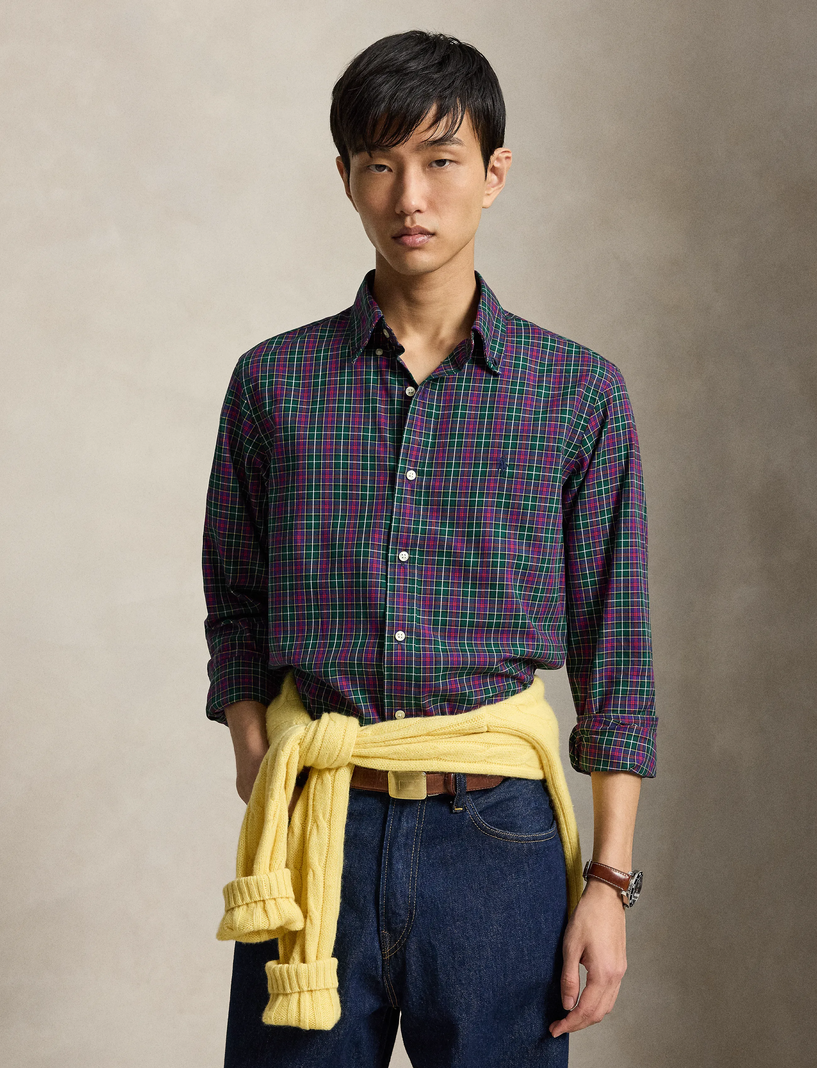 Polo Ralph Lauren Custom Fit Plaid Twill Shirt, Herren, Kariertes Twill Hemd, Grün, Gr.M