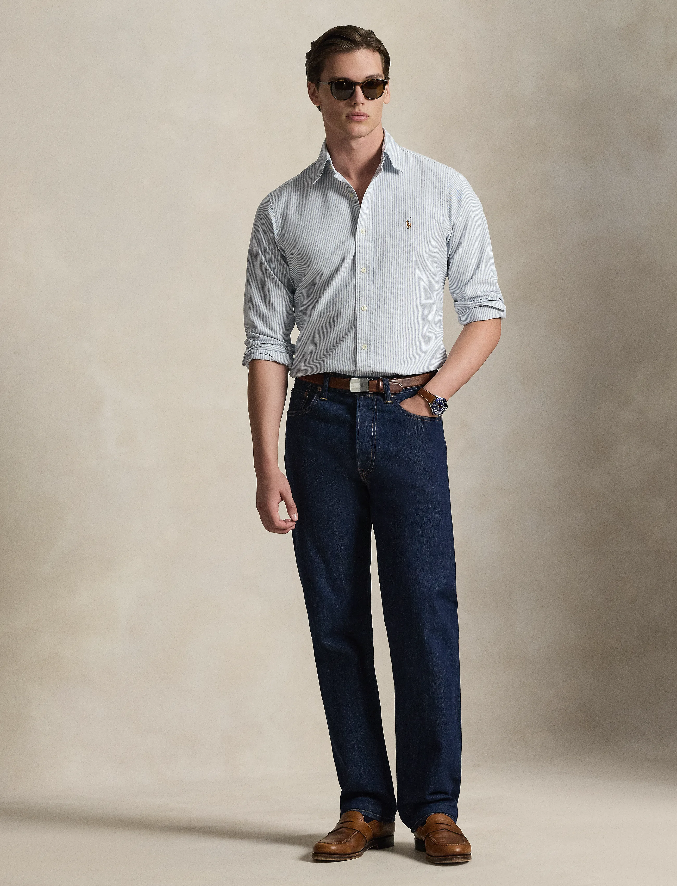 Polo Ralph Lauren CLASSIC OXFORD-CUBDPPCS UNI STRIPE - Oxford-Hemden - 6636A NAVY WHITE / white