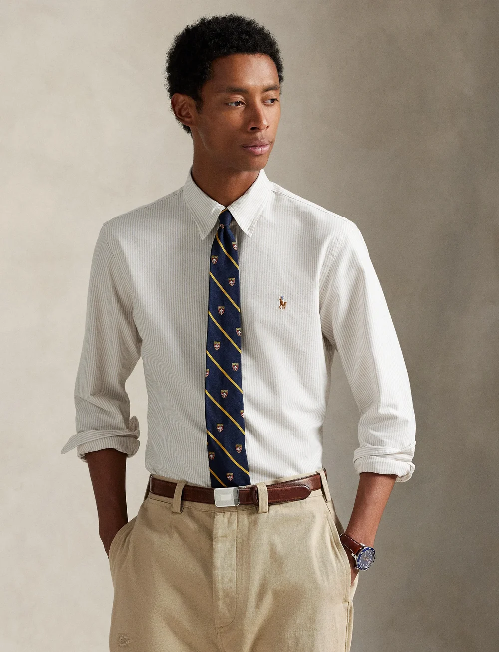 Polo Ralph Lauren - Custom Fit Striped Oxford Shirt - basic skjortor - 6636g coastal bei - 3