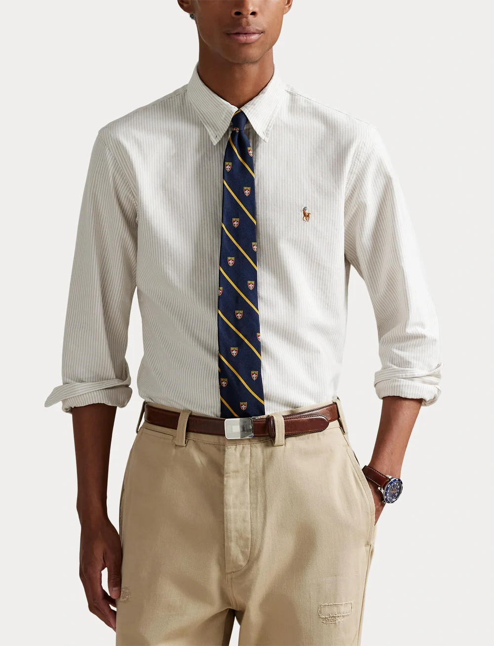 Polo Ralph Lauren - Custom Fit Striped Oxford Shirt - basic skjortor - 6636g coastal bei - 5