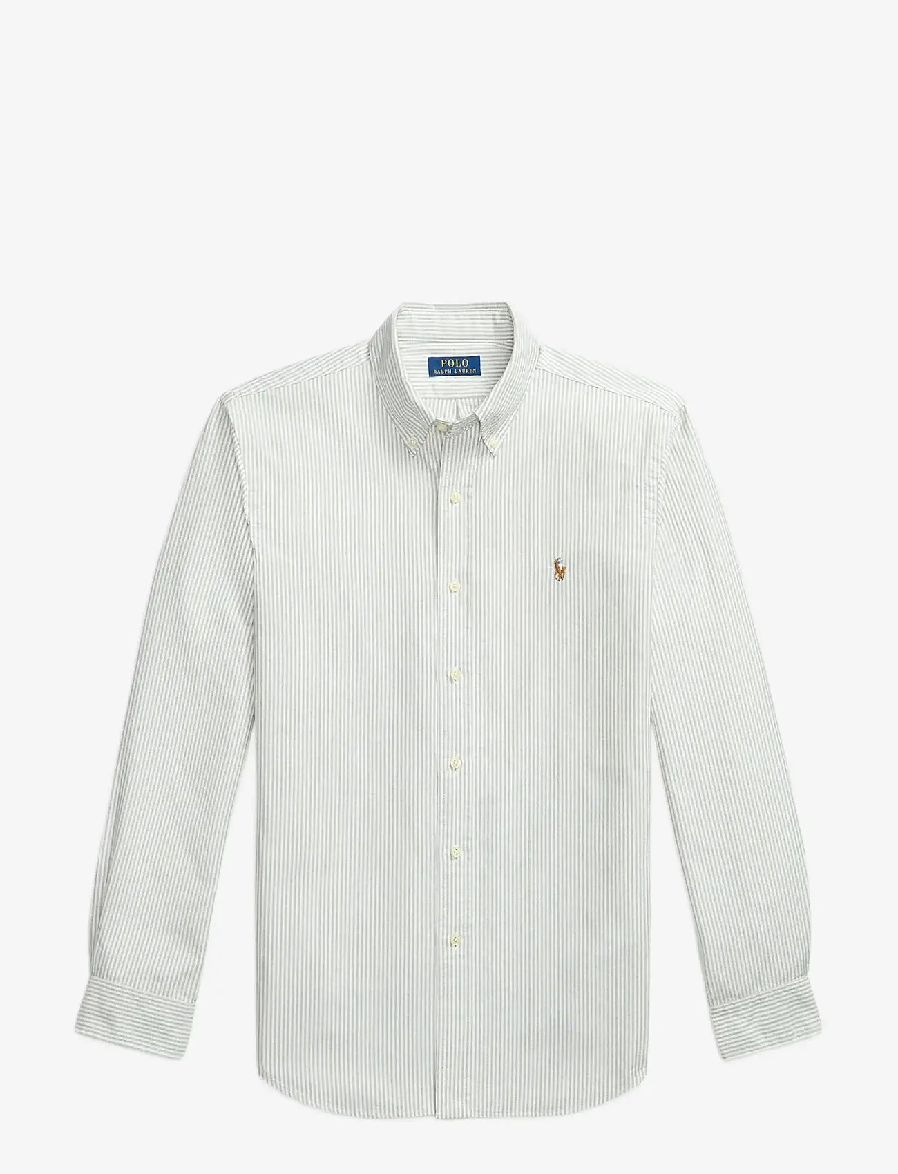 Polo Ralph Lauren - Custom Fit Striped Oxford Shirt - basic shirts - 6636j shamrock/wh - 1