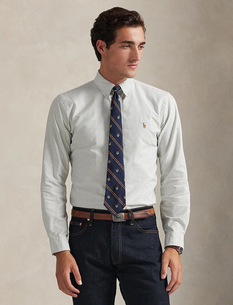 Polo Ralph Lauren - Custom Fit Striped Oxford Shirt - basic shirts - 6636j shamrock/wh - 3