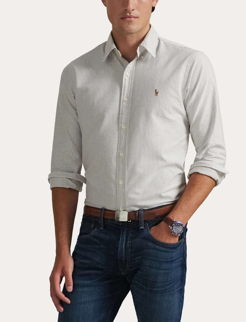 Polo Ralph Lauren - Custom Fit Striped Oxford Shirt - basic skjortor - 6636k pale russet - 5