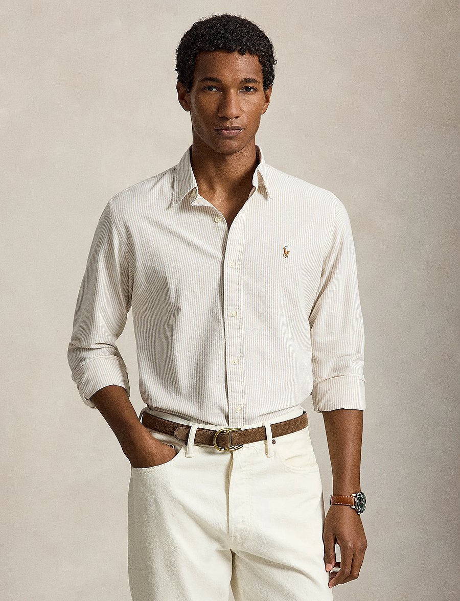 Polo Ralph Lauren - Custom Fit Striped Oxford Shirt - randiga skjortor - 6636s classic cam - 0