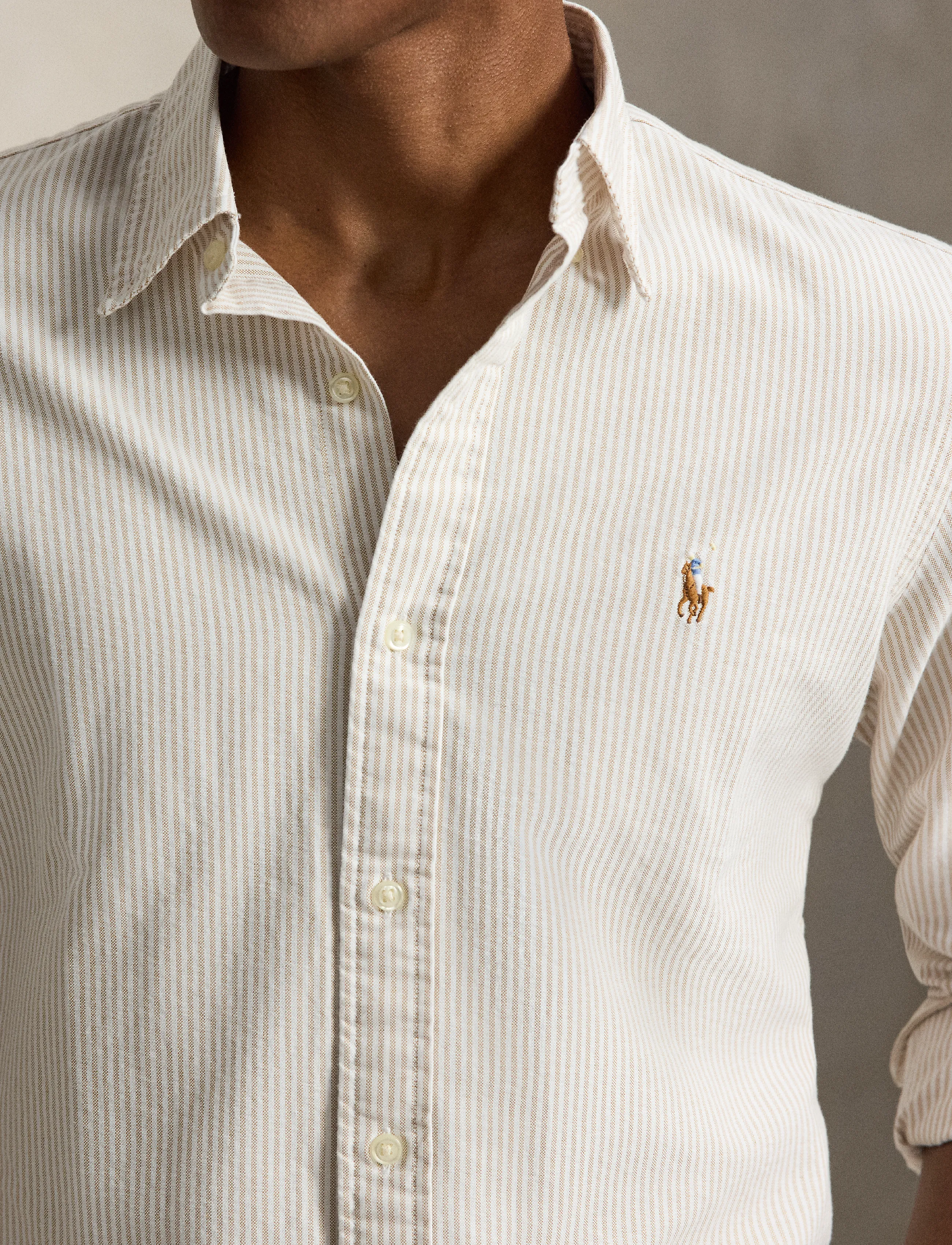Polo Ralph Lauren - Custom Fit Striped Oxford Shirt - randiga skjortor - 6636s classic cam - 5