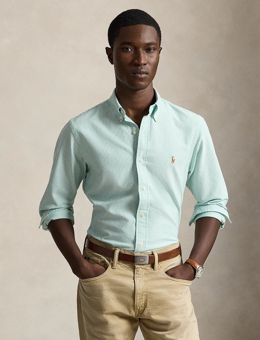 Polo Ralph Lauren - Custom Fit Striped Oxford Shirt - randiga skjortor - 6636t scarab gree - 5