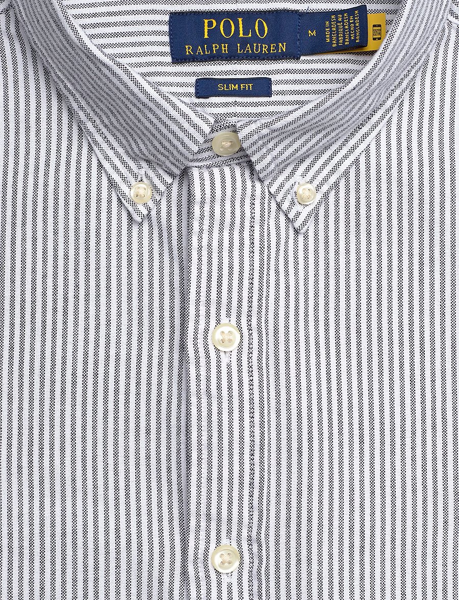 Polo Ralph Lauren - Slim Fit Striped Oxford Shirt - stribede skjorter - 6636o slate/white - 2