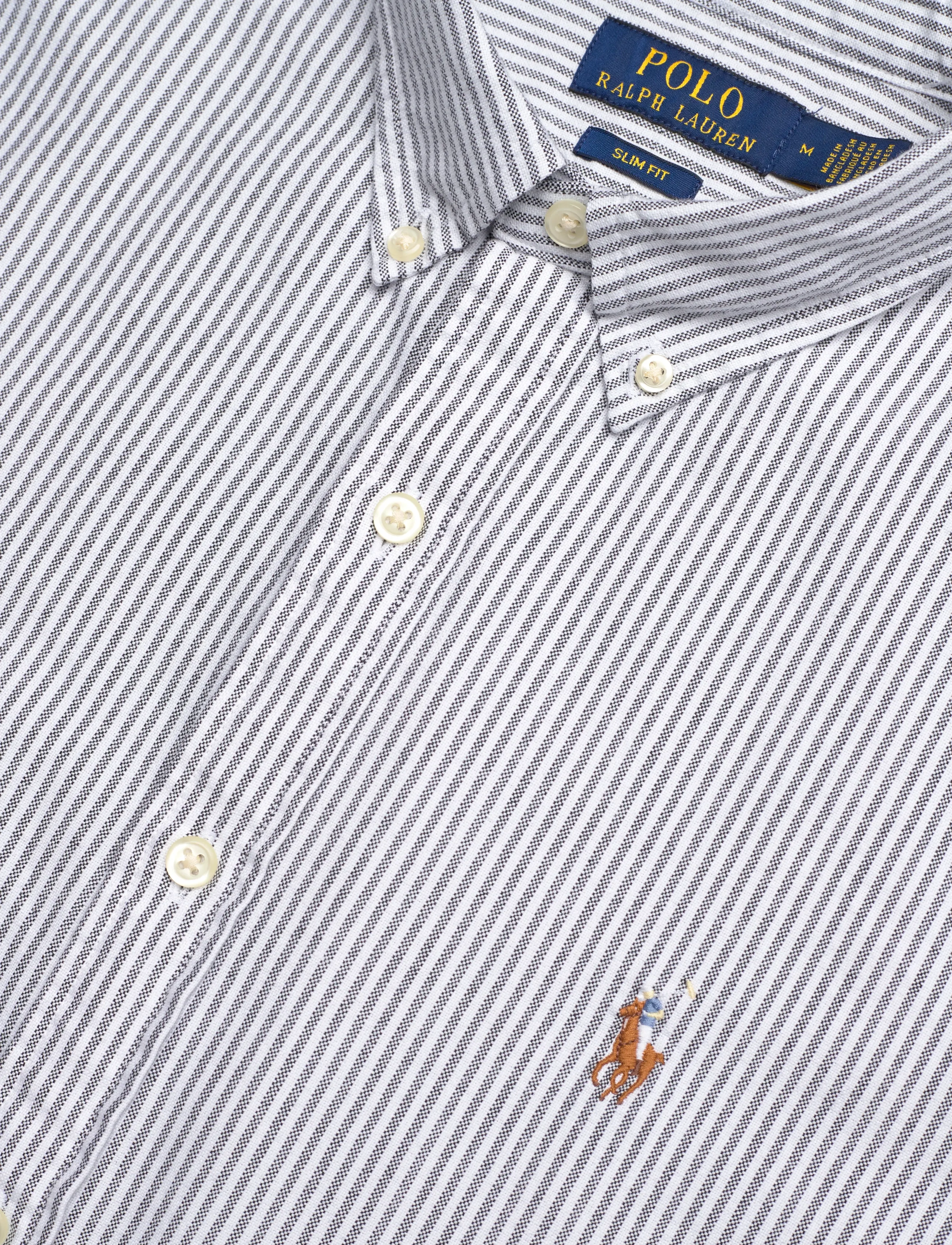 Polo Ralph Lauren - Slim Fit Striped Oxford Shirt - stribede skjorter - 6636o slate/white - 3