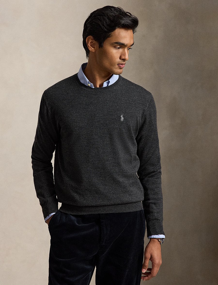 Polo Ralph Lauren - Washable Wool Crewneck Sweater - round necks - dark granite hthr - 0