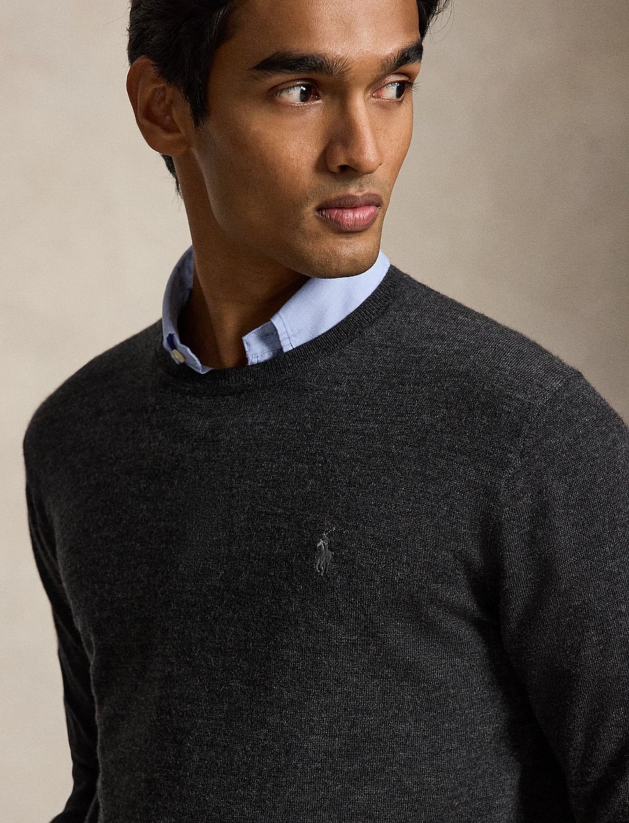 Polo Ralph Lauren - Washable Wool Crewneck Sweater - round necks - dark granite hthr - 5