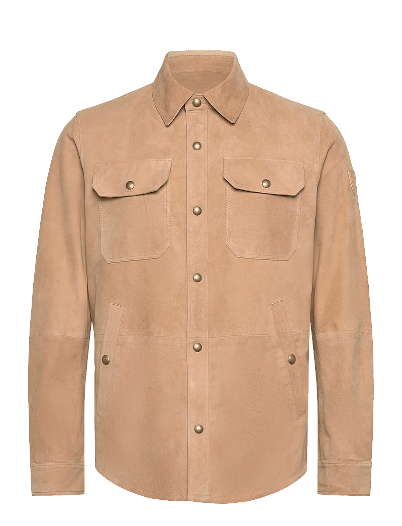Polo Ralph Lauren - Reversible Suede-Taffeta Shirt Jacket - vindjakker - vintage khaki/dun - 0