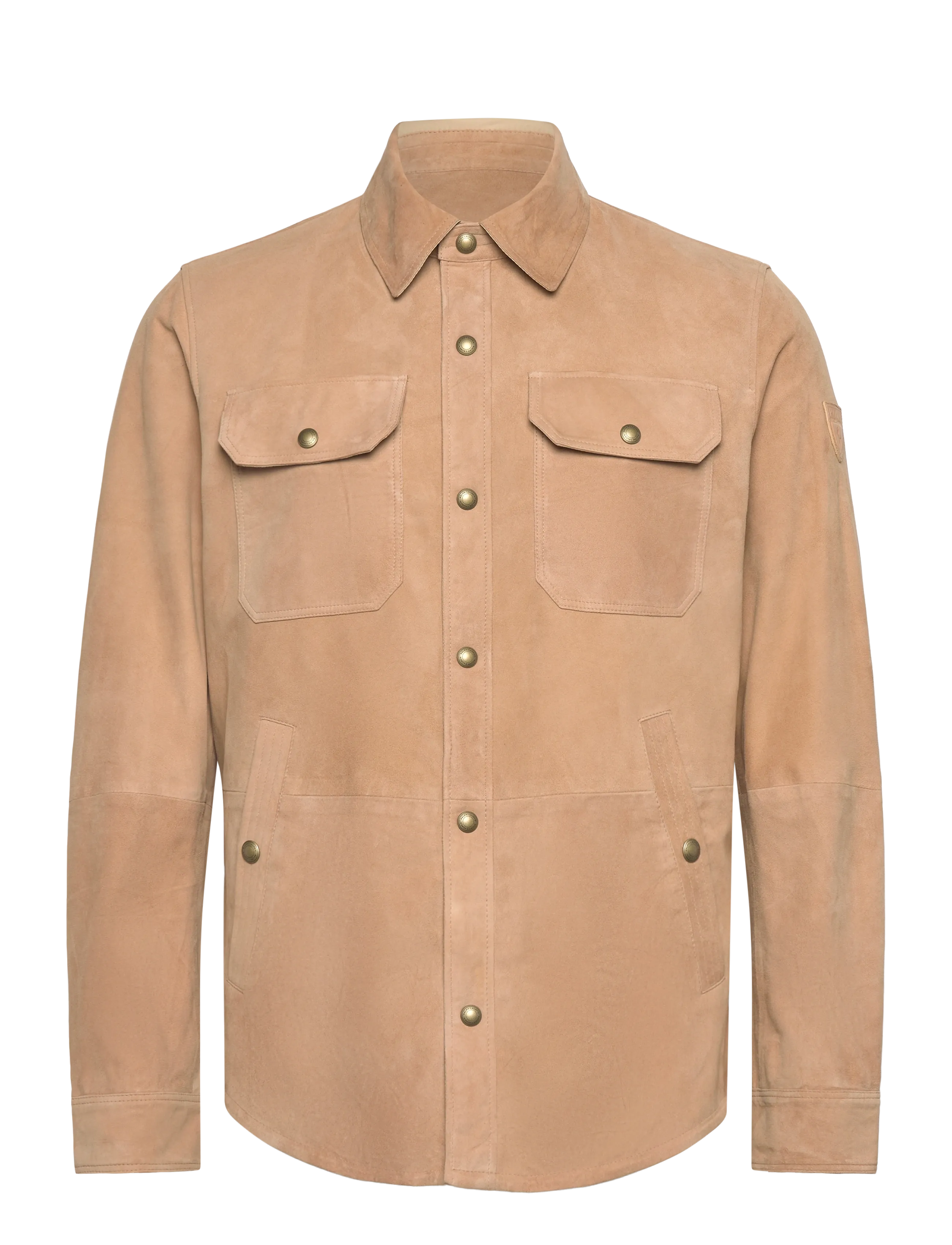 Polo Ralph Lauren Reversible Suede-Taffeta Shirt Jacket - Lederjacken - VINTAGE KHAKI/DUN / beige