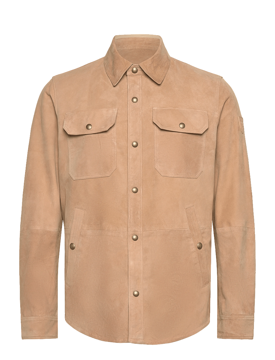 Polo Ralph Lauren - Reversible Suede-Taffeta Shirt Jacket - leather jackets - vintage khaki/dun - 0