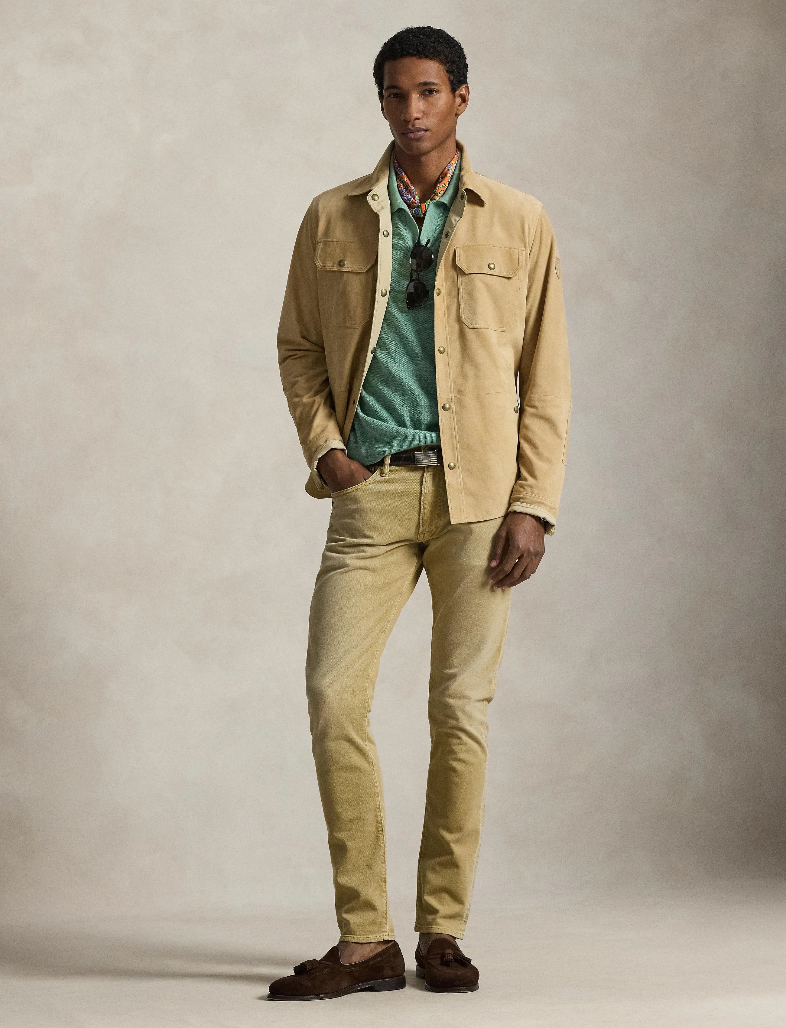 Polo Ralph Lauren Reversible Suede-Taffeta Shirt Jacket, XL, Beige, Jakker > Læder, Herre