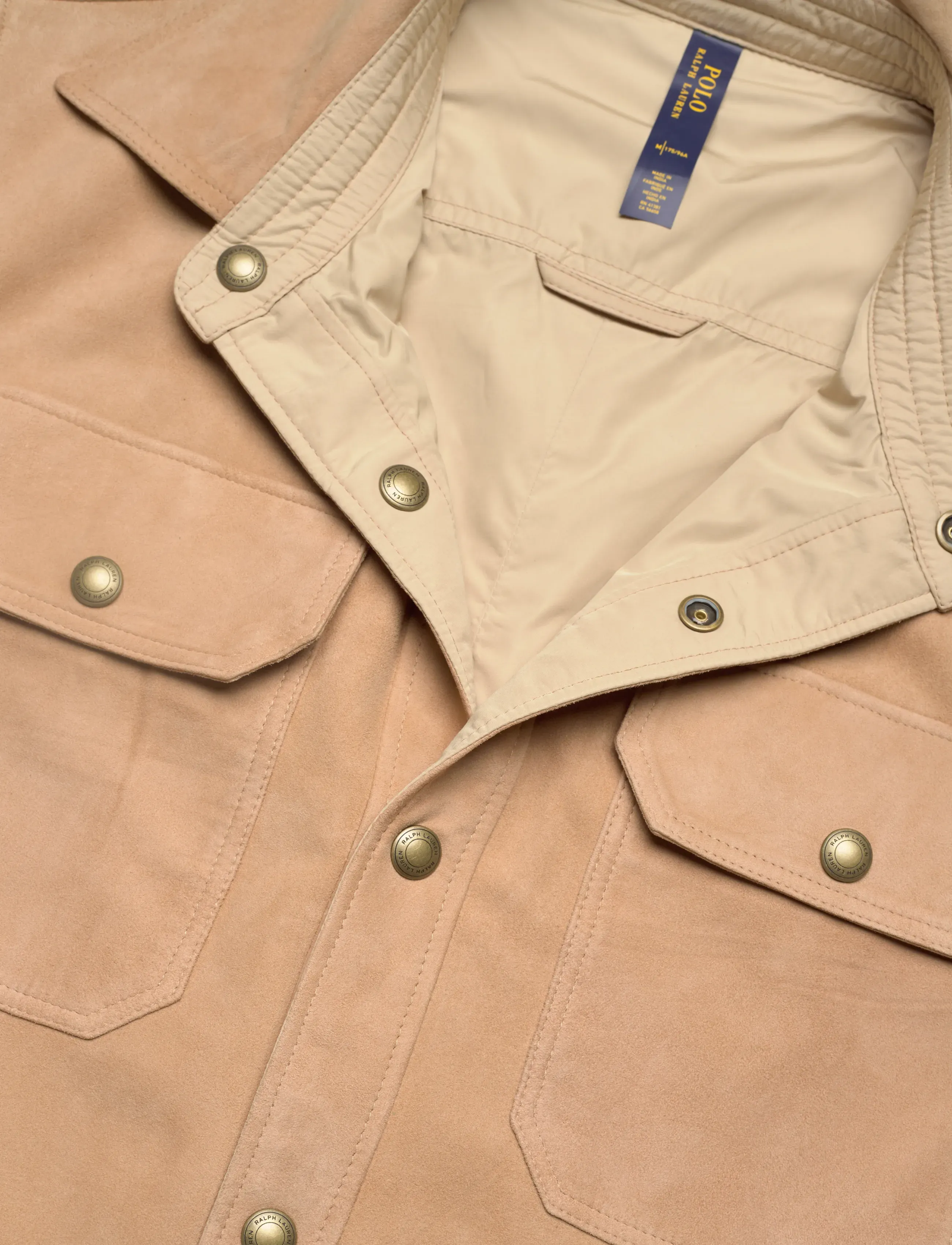 Polo Ralph Lauren - Reversible Suede-Taffeta Shirt Jacket - leather jackets - vintage khaki/dun - 4