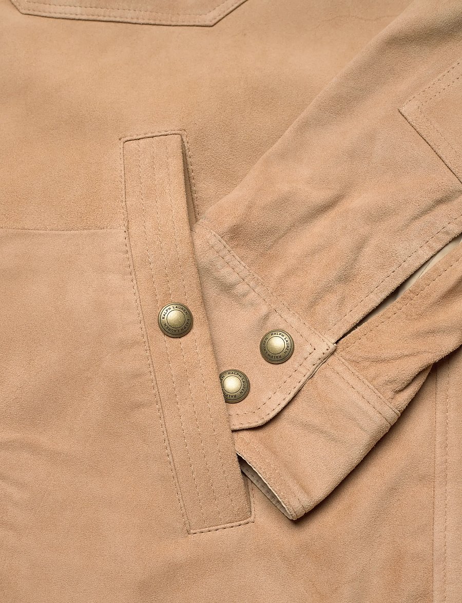 Polo Ralph Lauren - Reversible Suede-Taffeta Shirt Jacket - leather jackets - vintage khaki/dun - 5
