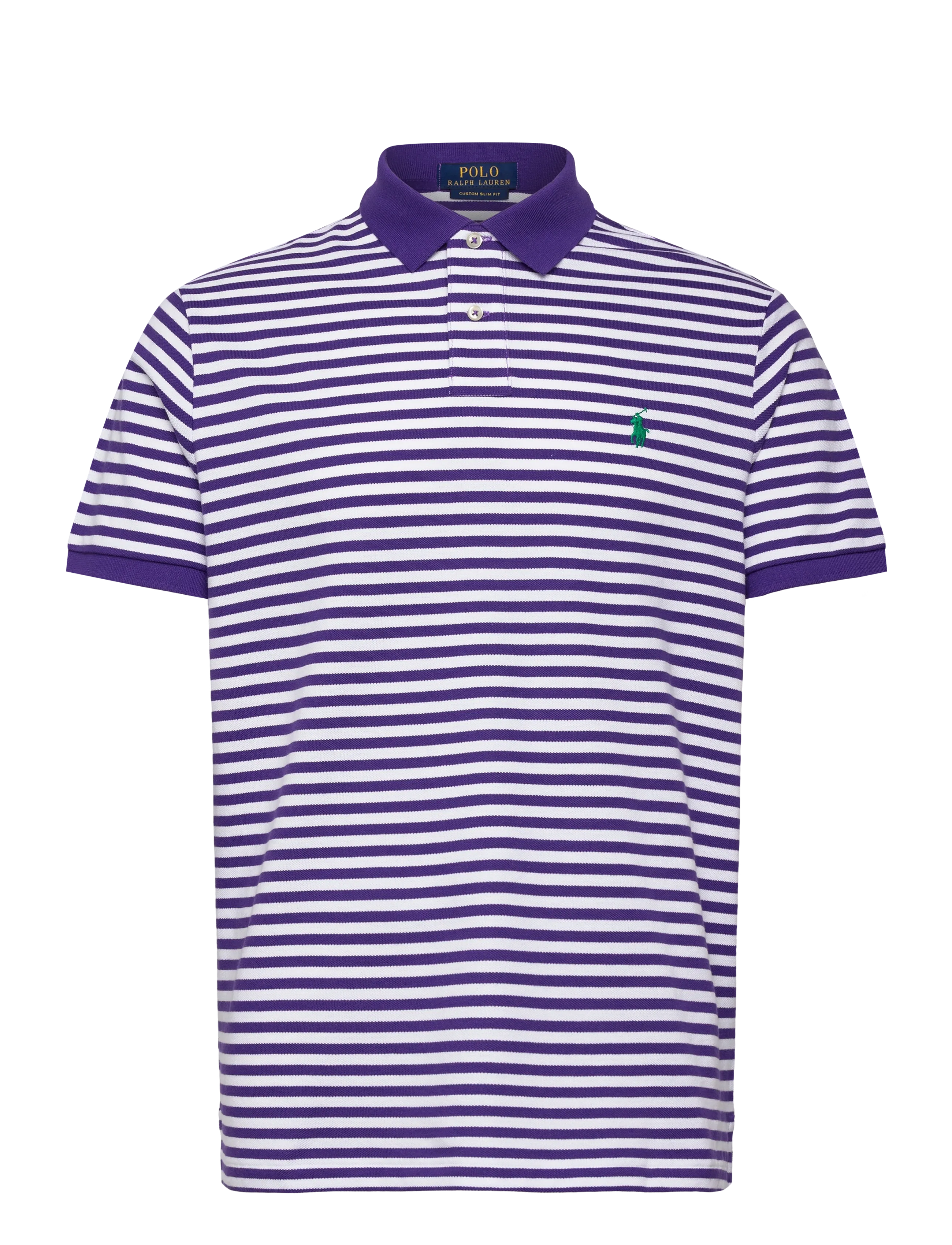 Polo Ralph Lauren Custom Slim Fit Striped Mesh Polo Shirt - Tøj - CABANA PURPLE/WHI / purple