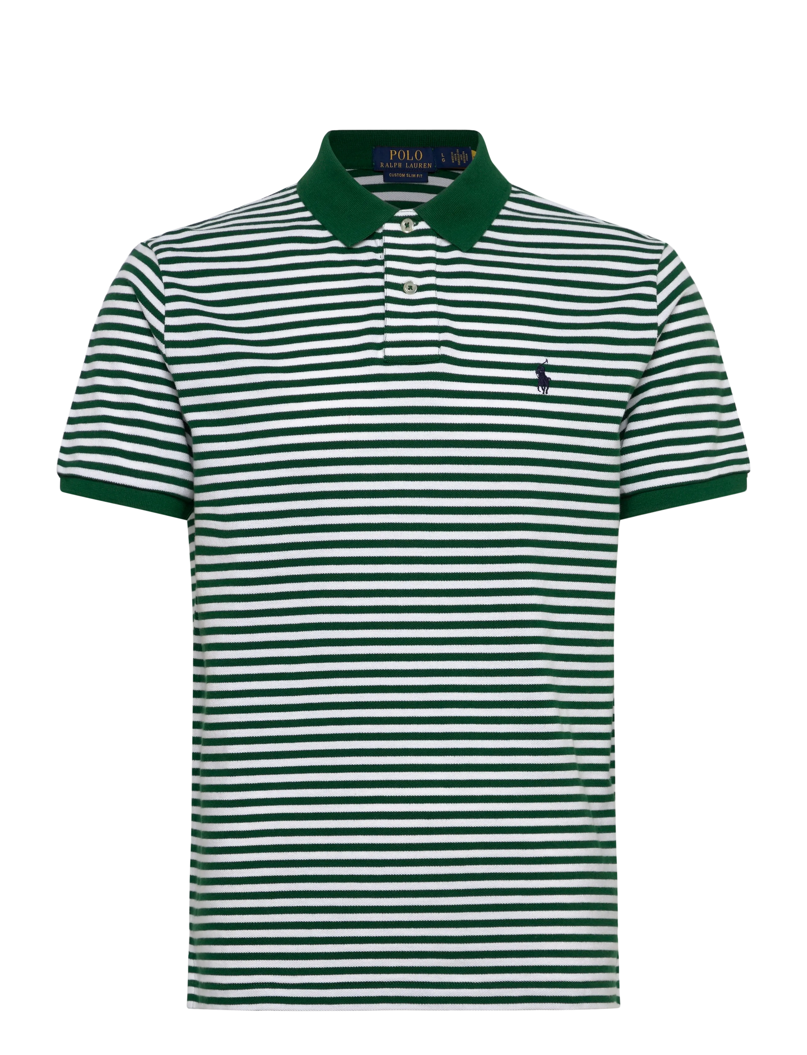 Polo Ralph Lauren Custom Slim Fit Striped Mesh Polo Shirt - Kortærmede poloer - NEW FOREST/WHITE / green