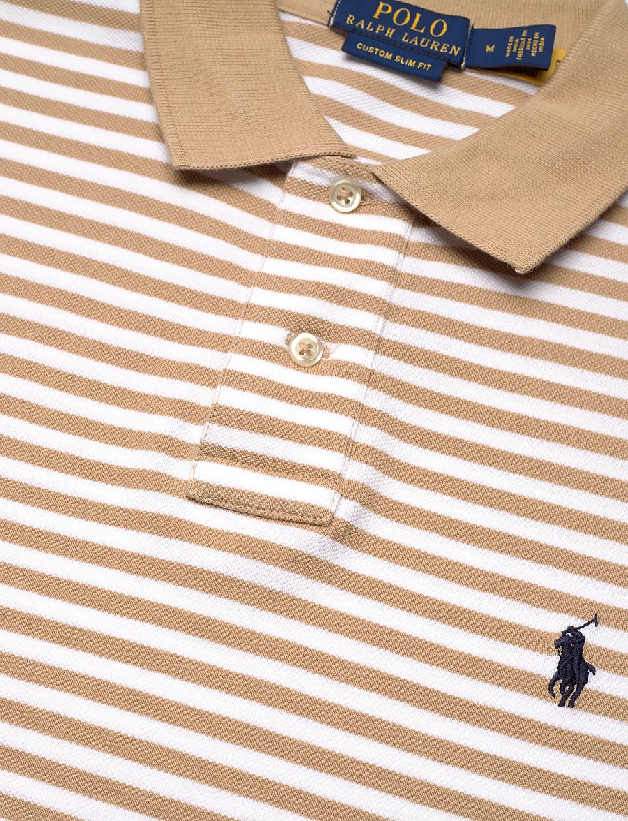 Polo Ralph Lauren - 20/1 YD MESH-SSL-PSH - short-sleeved polos - vintage khaki/whi - 2