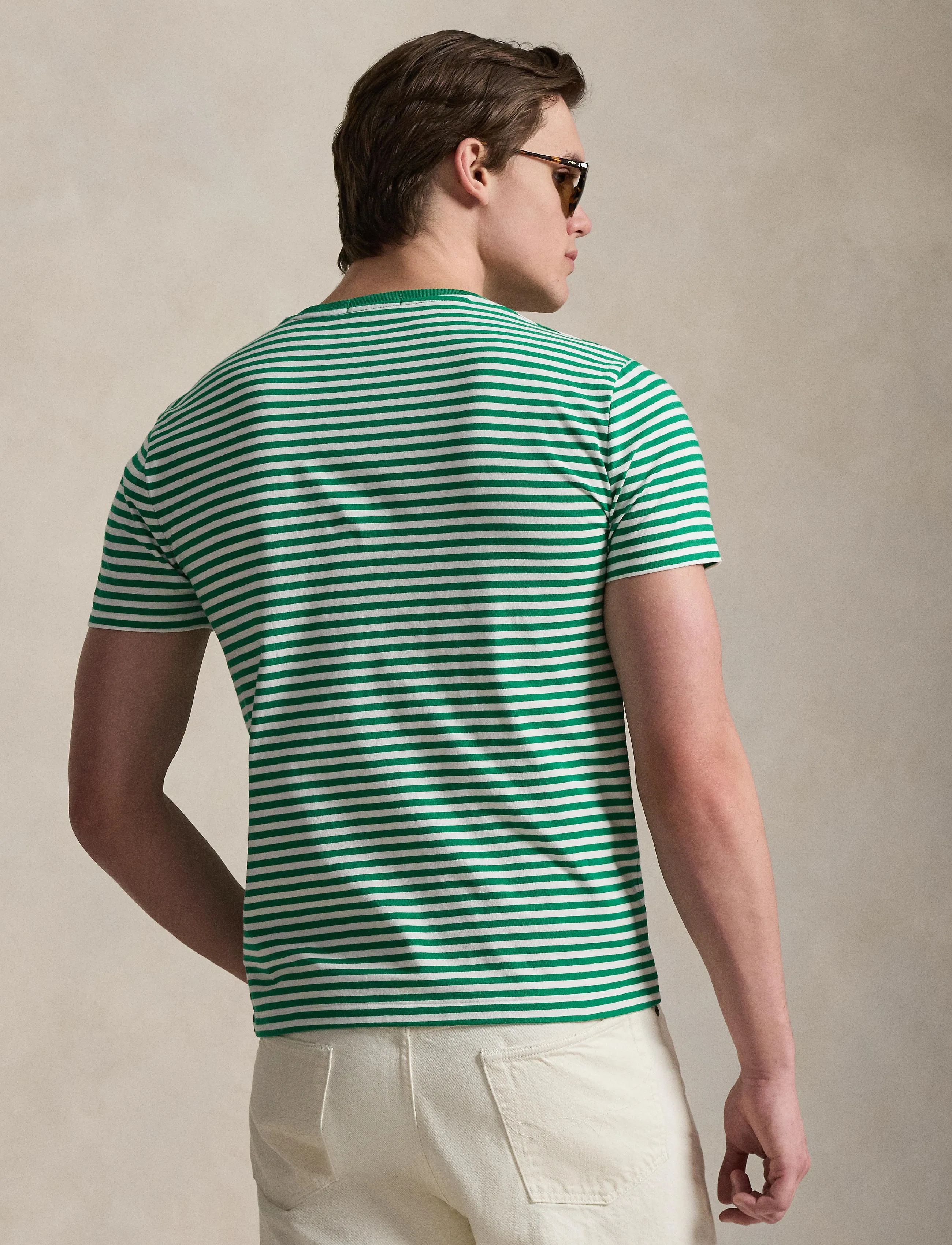 Polo Ralph Lauren - Custom Slim Fit Striped Jersey T-Shirt - kurzärmelig - billiard/white - 3