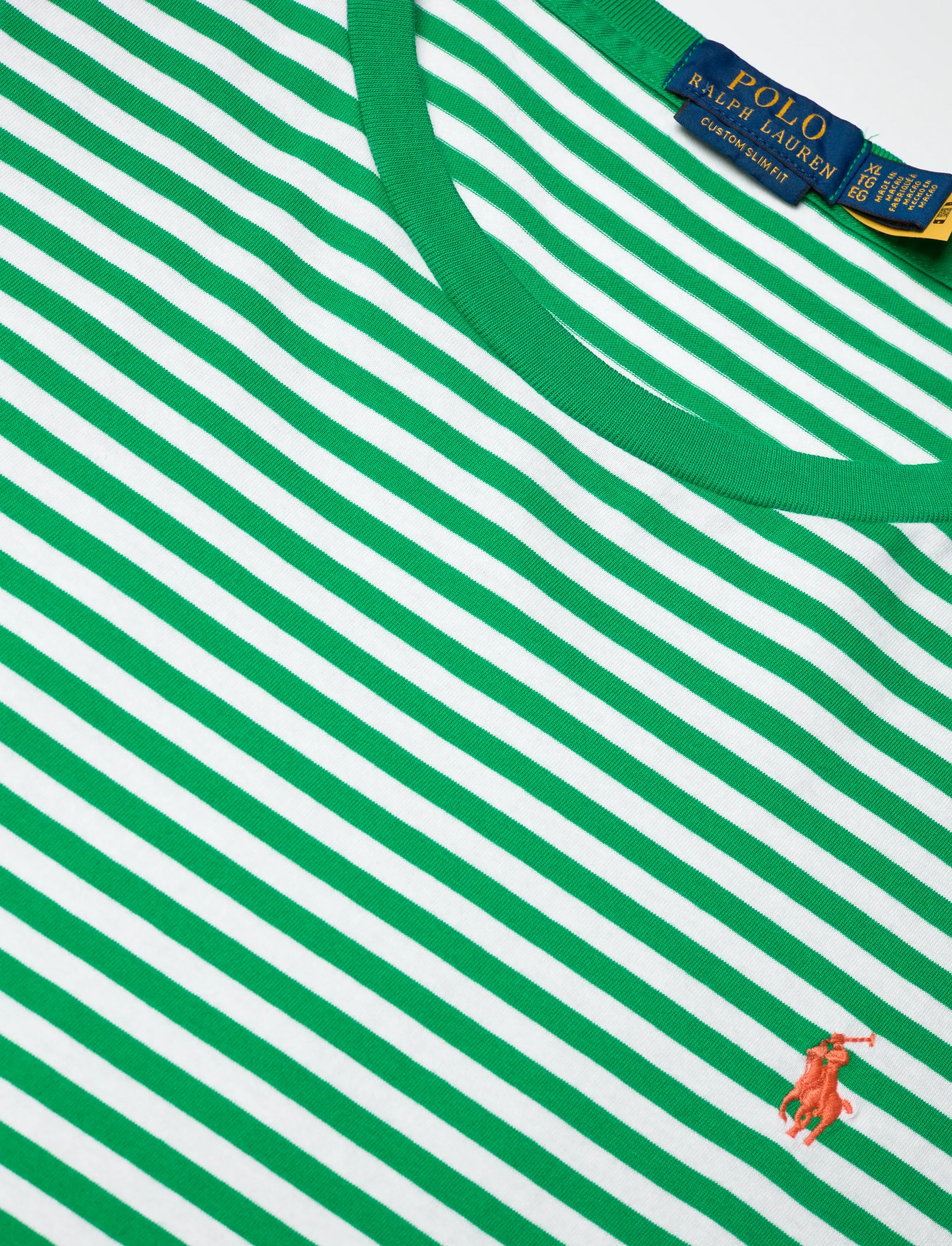 Polo Ralph Lauren - Custom Slim Fit Striped Jersey T-Shirt - kortærmede t-shirts - billiard/white - 2