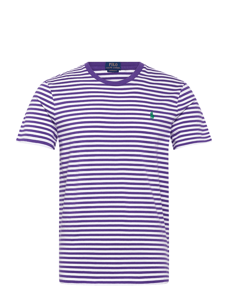 Polo Ralph Lauren - Custom Slim Fit Striped Jersey T-Shirt - short-sleeved t-shirts - cabana purple/whi - 1