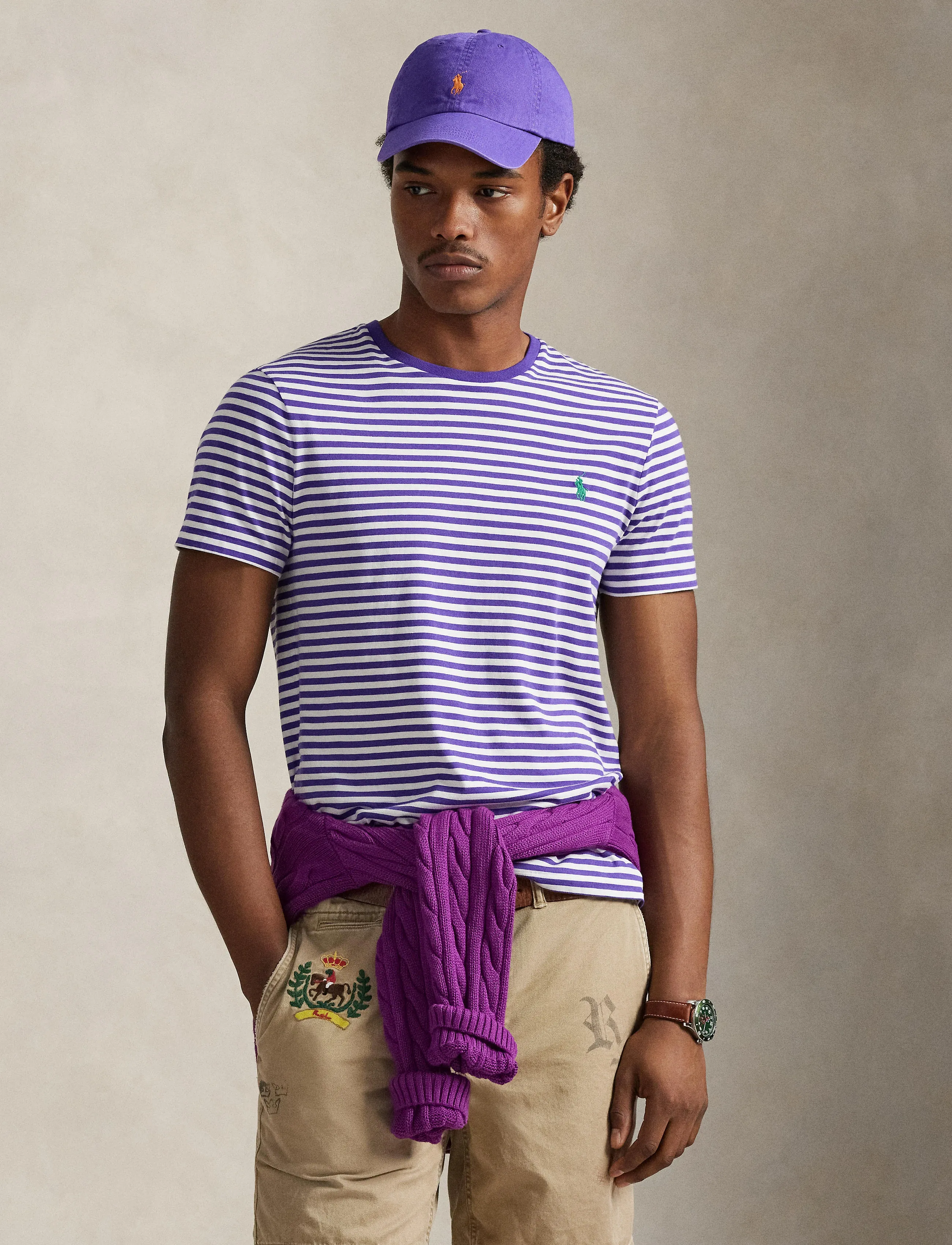 Custom Slim Fit Striped Jersey T-Shirt