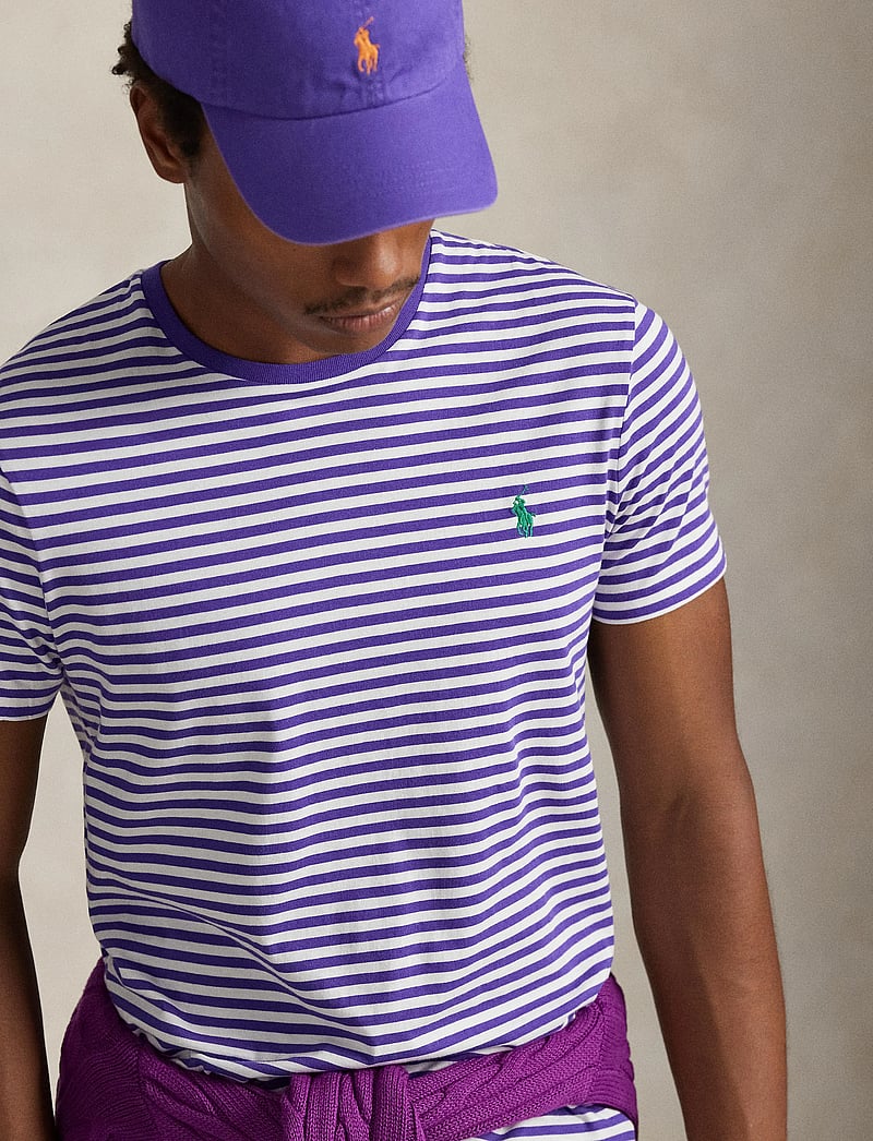 Polo Ralph Lauren - Custom Slim Fit Striped Jersey T-Shirt - lühikeste varrukatega t-särgid - cabana purple/whi - 4