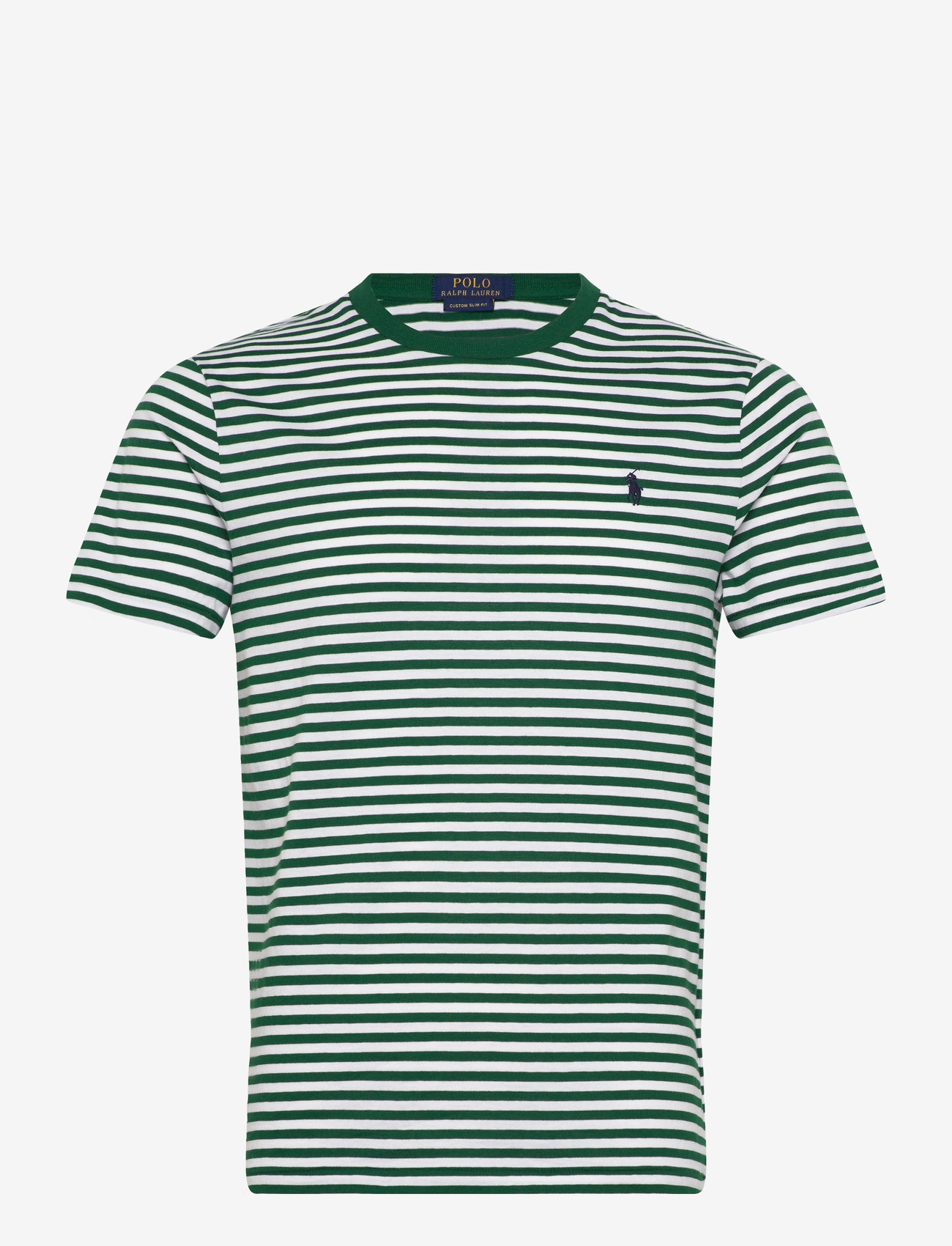 Polo Ralph Lauren - Custom Slim Fit Striped Jersey T-Shirt - lühikeste varrukatega t-särgid - new forest/white - 0