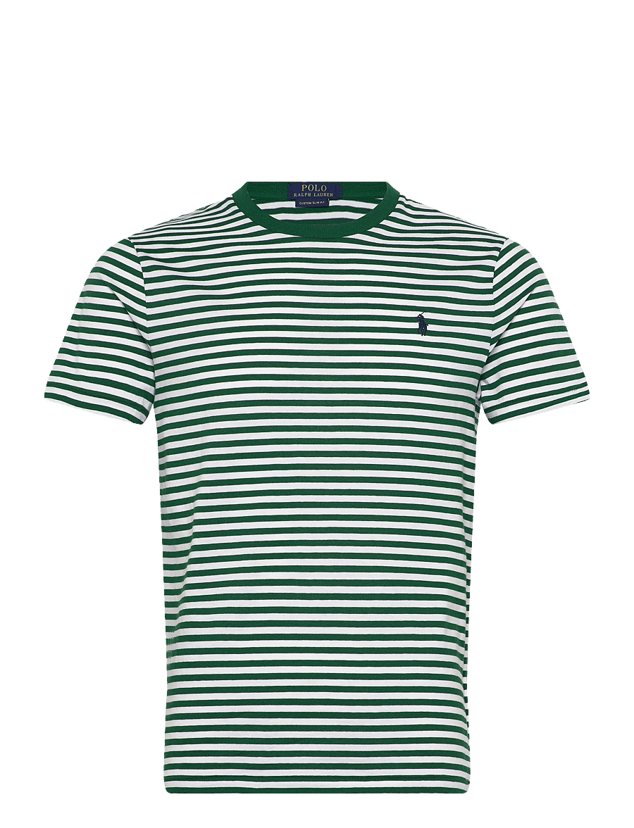 Polo Ralph Lauren - Custom Slim Fit Striped Jersey T-Shirt - short-sleeved t-shirts - new forest/white - 0